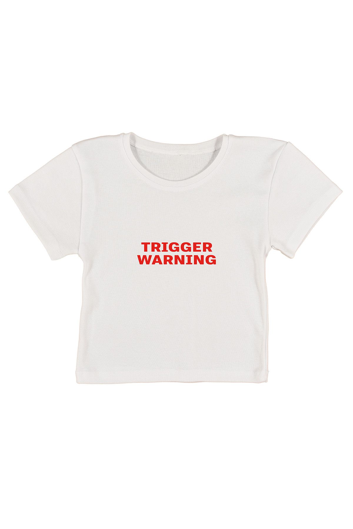 urbvn Trigger Baskılı Beyaz Crop Top