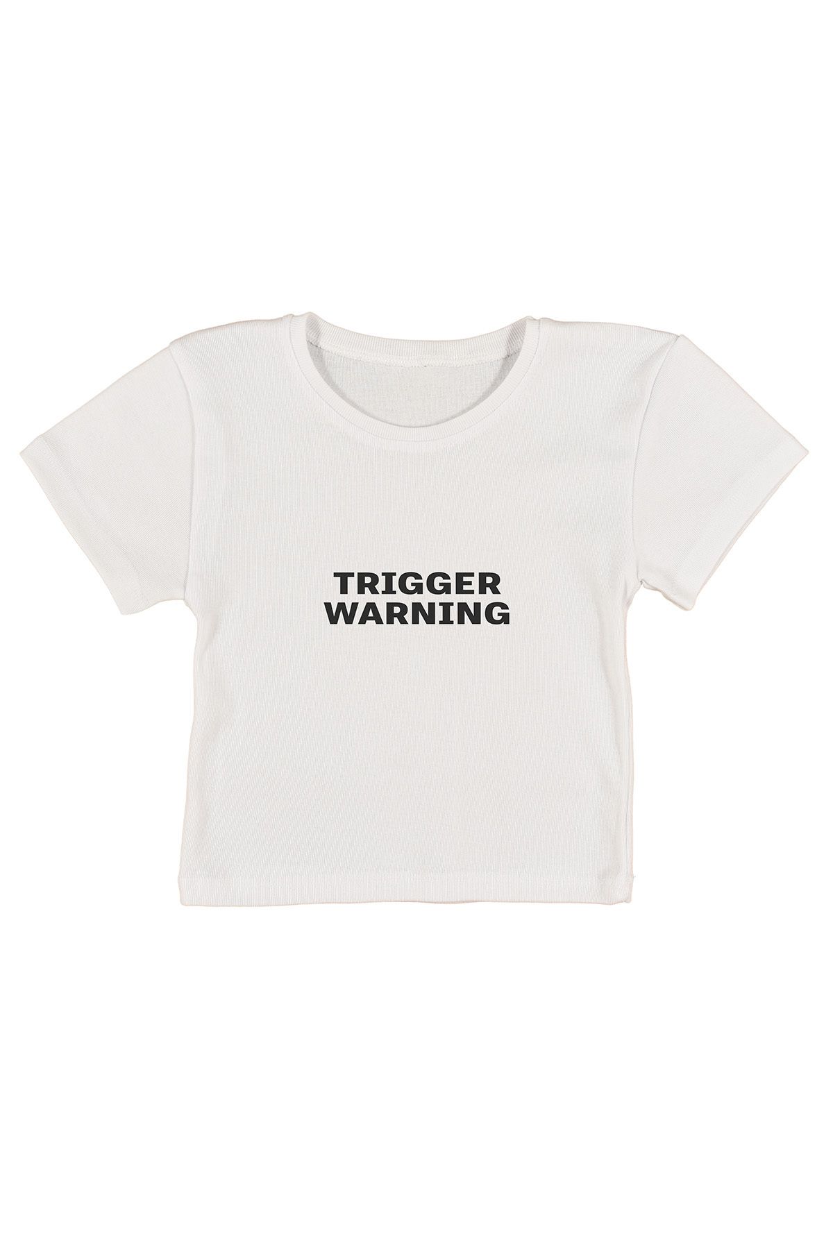 urbvn Trigger Baskılı Beyaz Crop Top