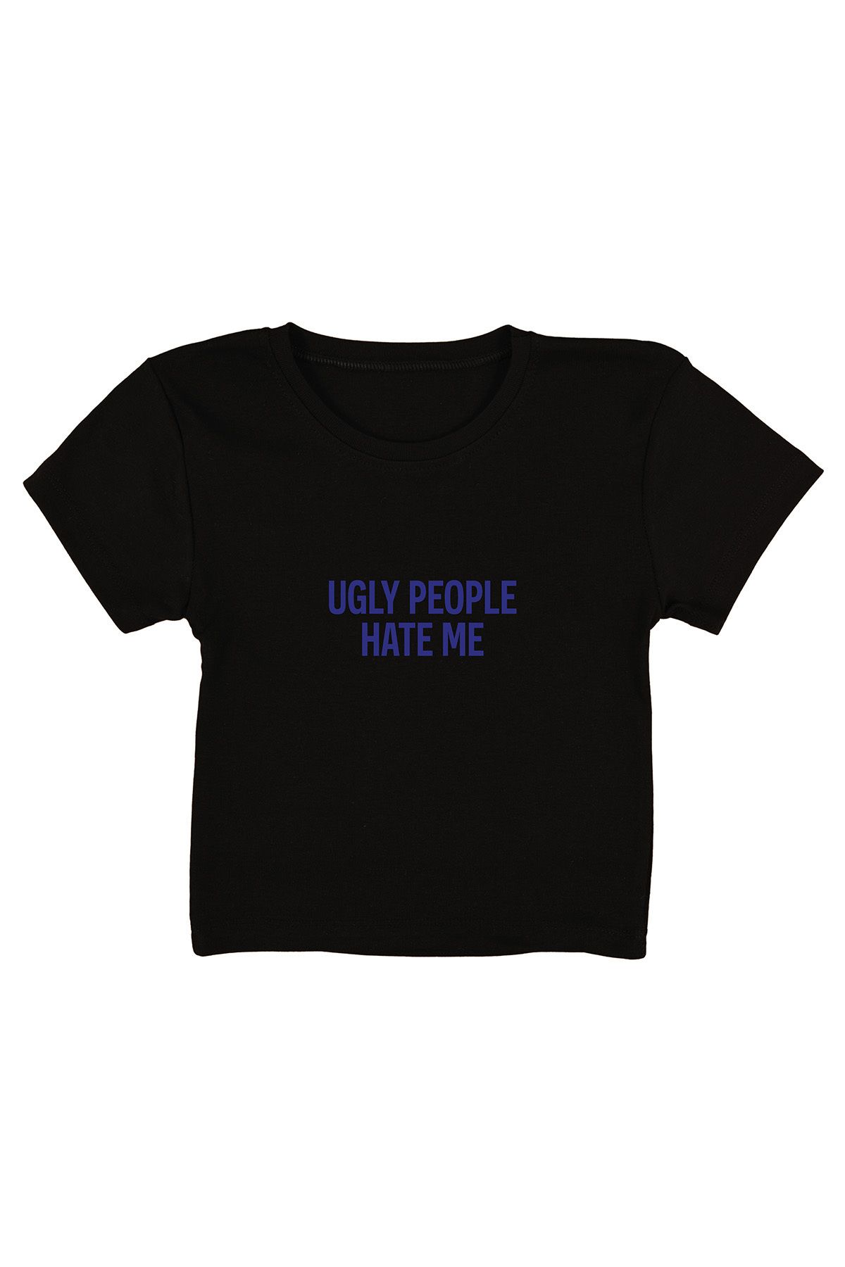 urbvn Hate Me Baskılı Siyah Crop Top