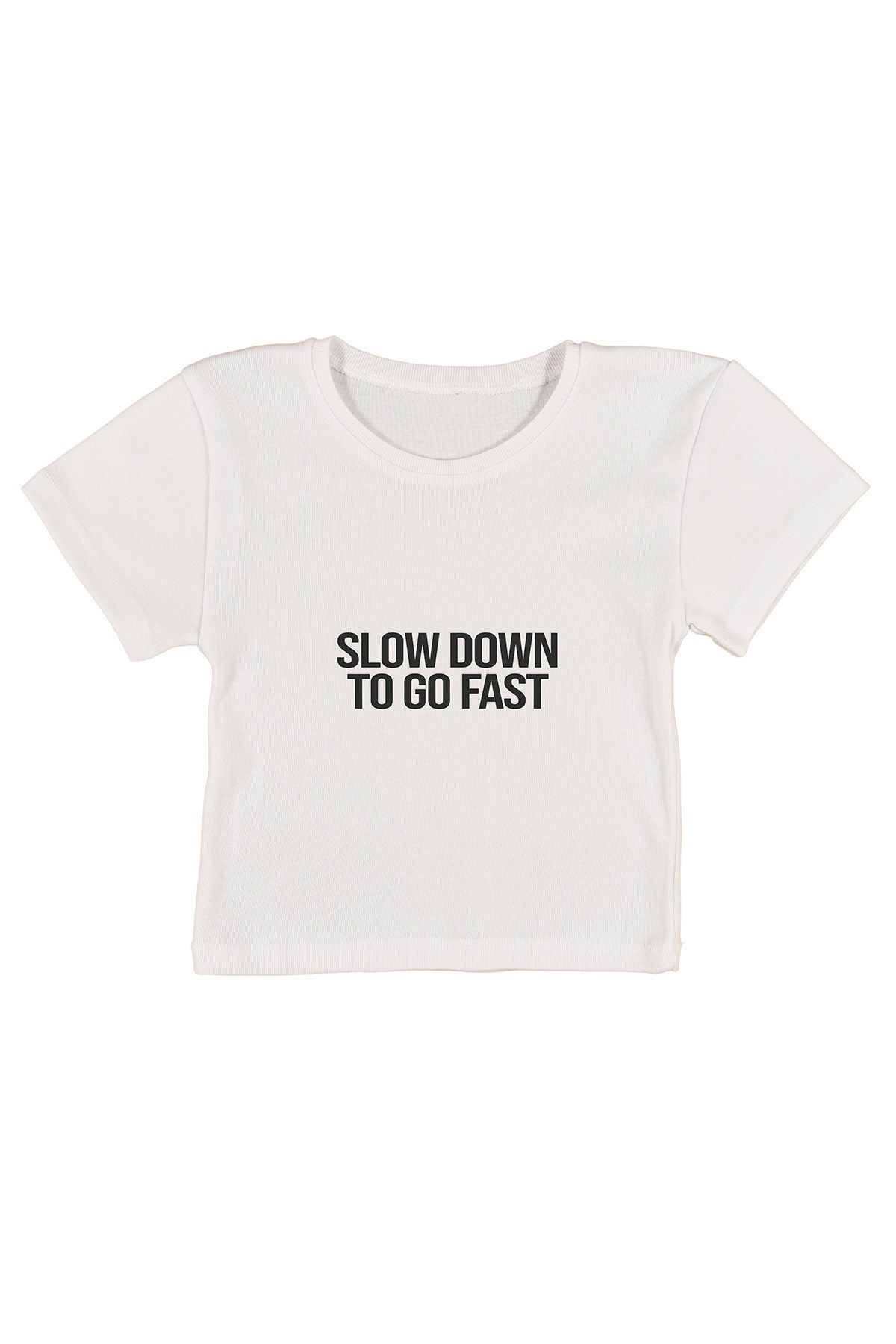 urbvn Slow Baskılı Beyaz Crop Top