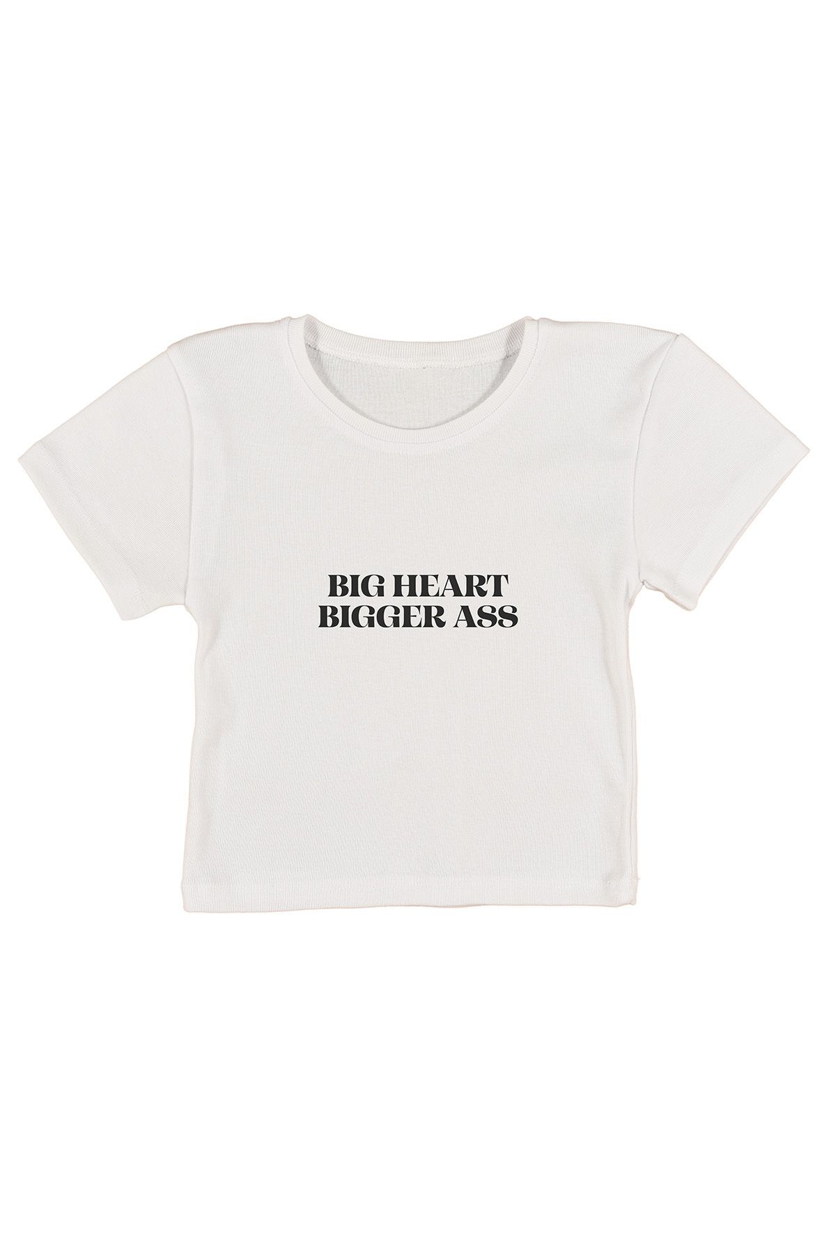 urbvn Bigger Ass Baskılı Beyaz Crop Top