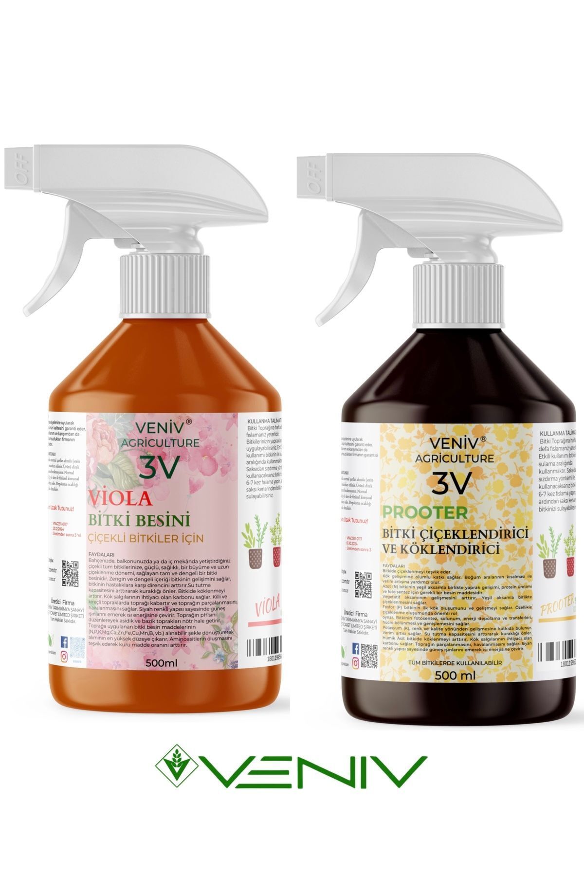VENİV AGRİCULTURE Prooter Köklendirici 500 ml Viola Çiçek Açtıran&dal Arttırıcı-tüm Bitkilerin Bitki Besin Seti 500 m