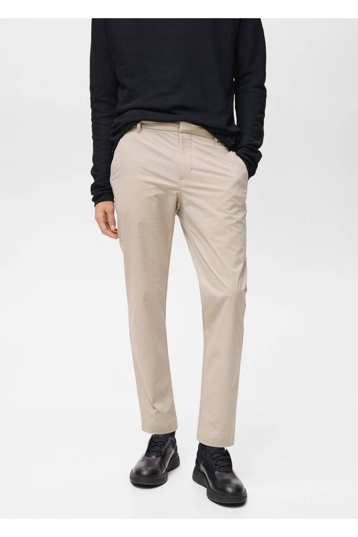 Comfort strech kumaş dar kesim ipli pantolon
