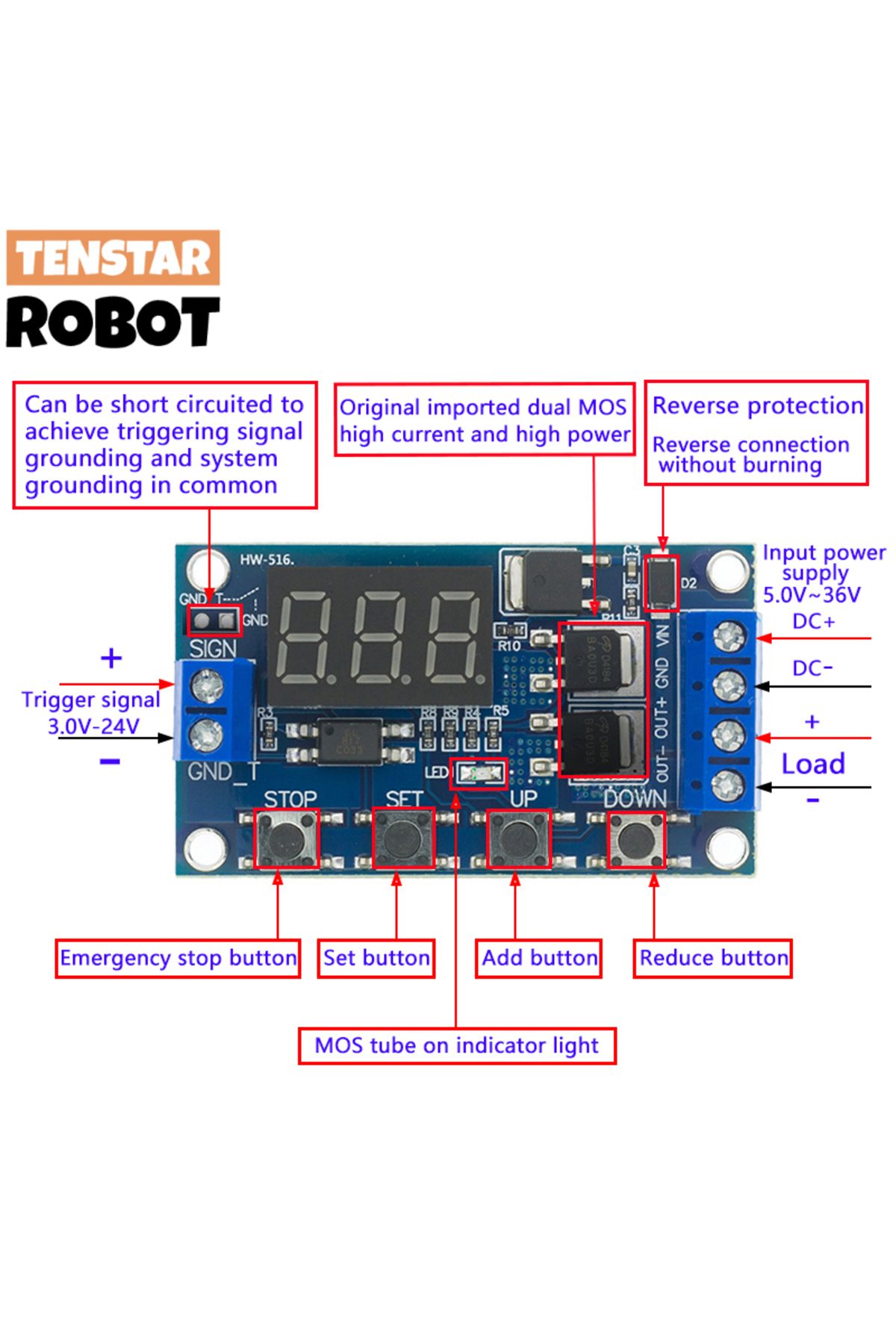 Choice-DC 12V 24V Dual MOS LED Digital Time Delay Relay Trigger Cycle Timer Delay Switch Circuit Board T... 2
