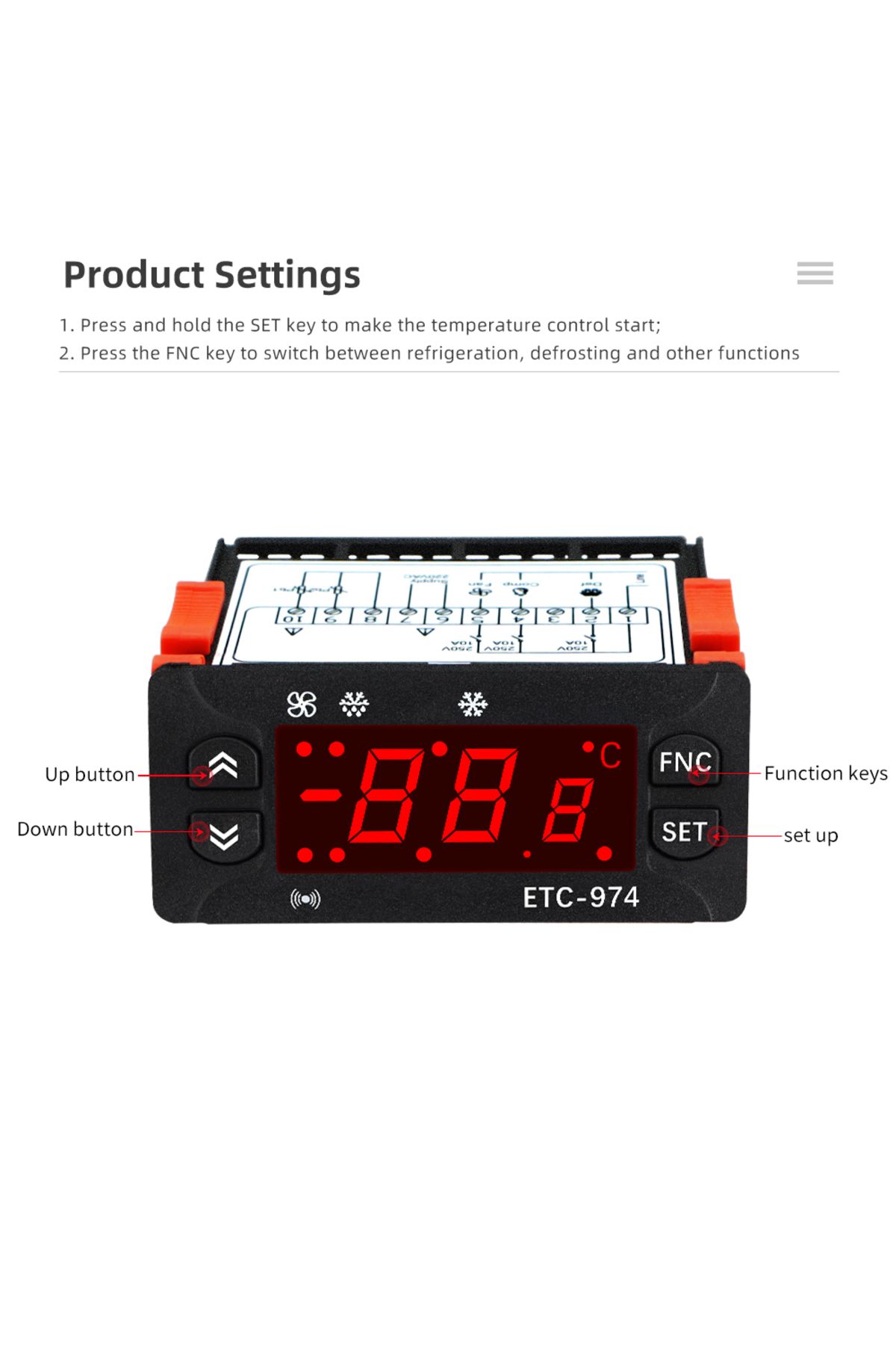 Choice-ETC-974 Temperature Controller Refrigerator Defrosting Heating Control Thermoregulator with Dual ... 2