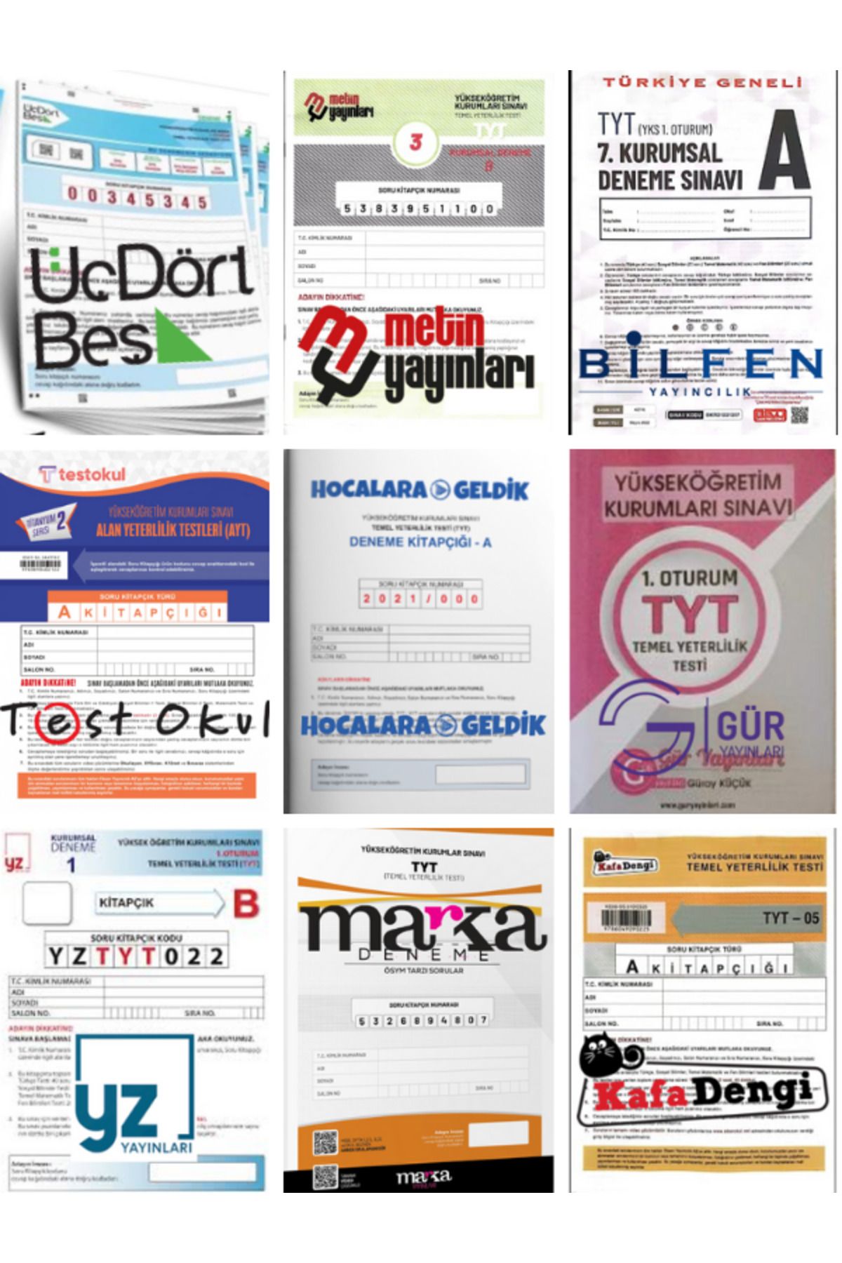 Üç Dört Beş Yayıncılık Türkiye Geneli TYT Genel Deneme 6 Yayın 6 Deneme Seti