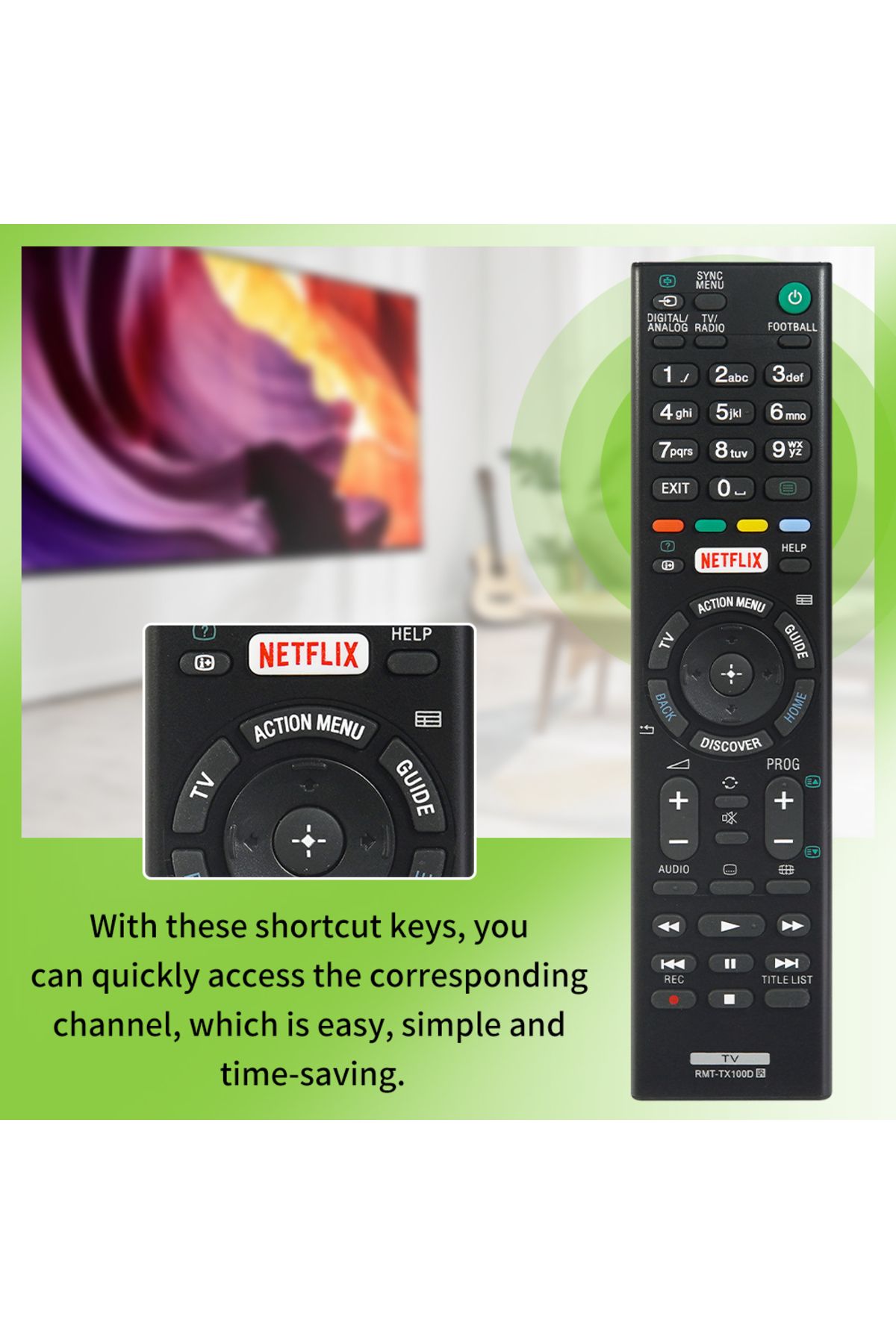 Choice-black New RMT-TX100D Smart Remote Control for Sony TV RMT-TX101J RMT-TX102U RMT-TX102D RMT-TX101D RM 3