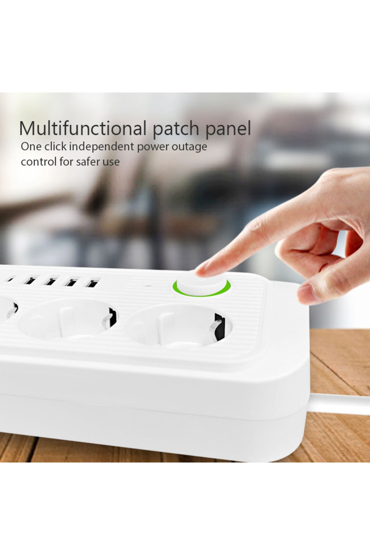 Choice-EU 3 White EU Plug 3AC Outlets Multitap Socket 2M Extension Cord Electrical Power Strip With USB Typ 4