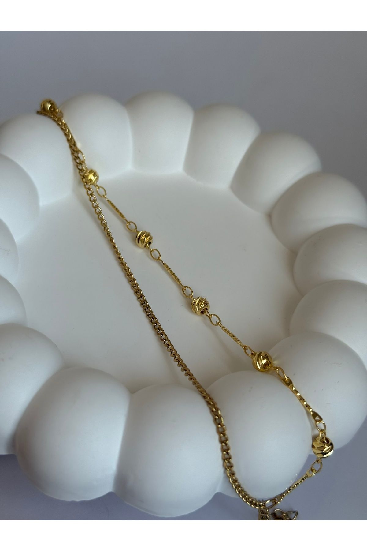 PileaD 14K ALTIN KAPLAMA DORİKALİ GARANTİLİ ZARİF 316L ÇELİK BİLEKLİK