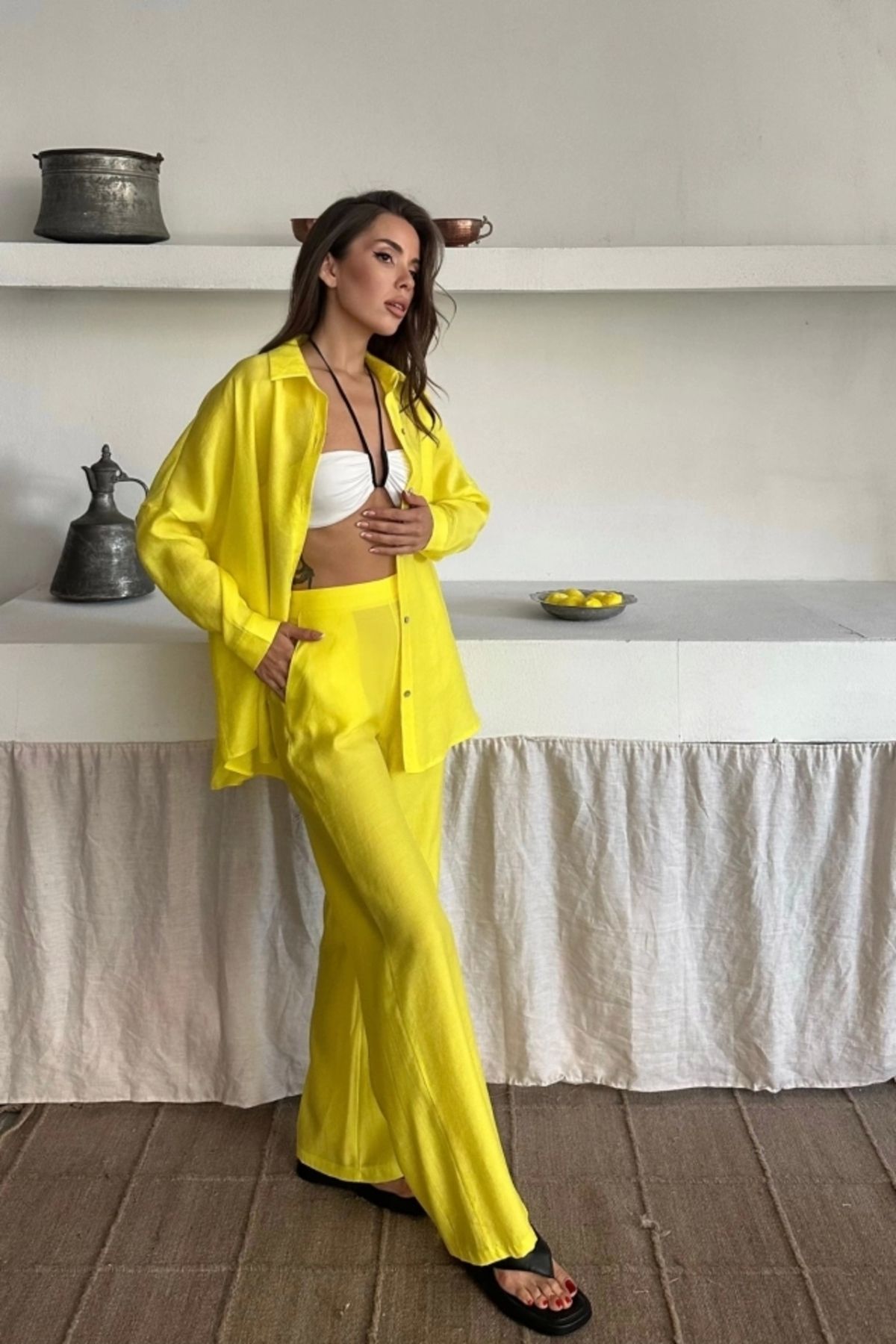 Butik GÖMLEK - PANTOLON TAKIM - Sarı