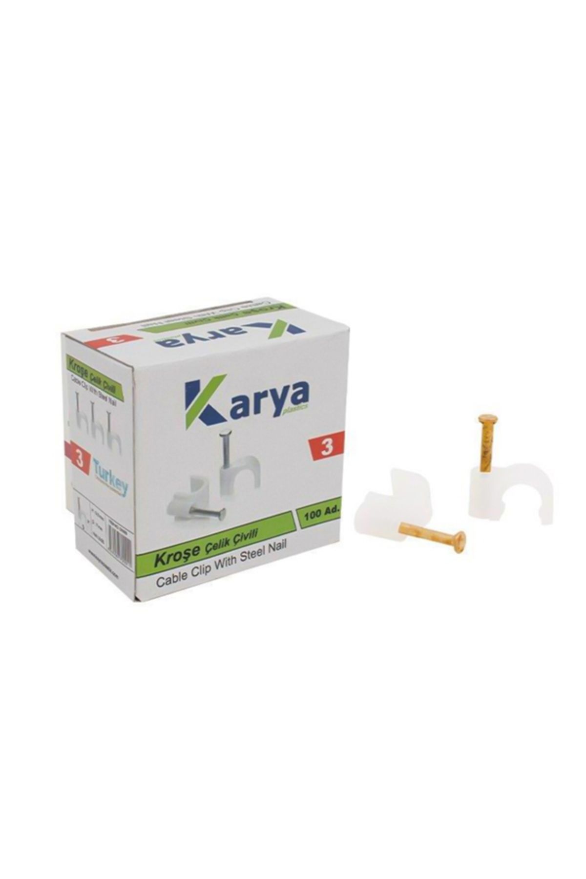 swilex KARYA 3 NUMARA ÇELİK ÇİVİLİ 7 MM KROŞE (100LÜ POŞET)(2X1.5 - 3X1.5 TTR KABLOLAR İÇİN)