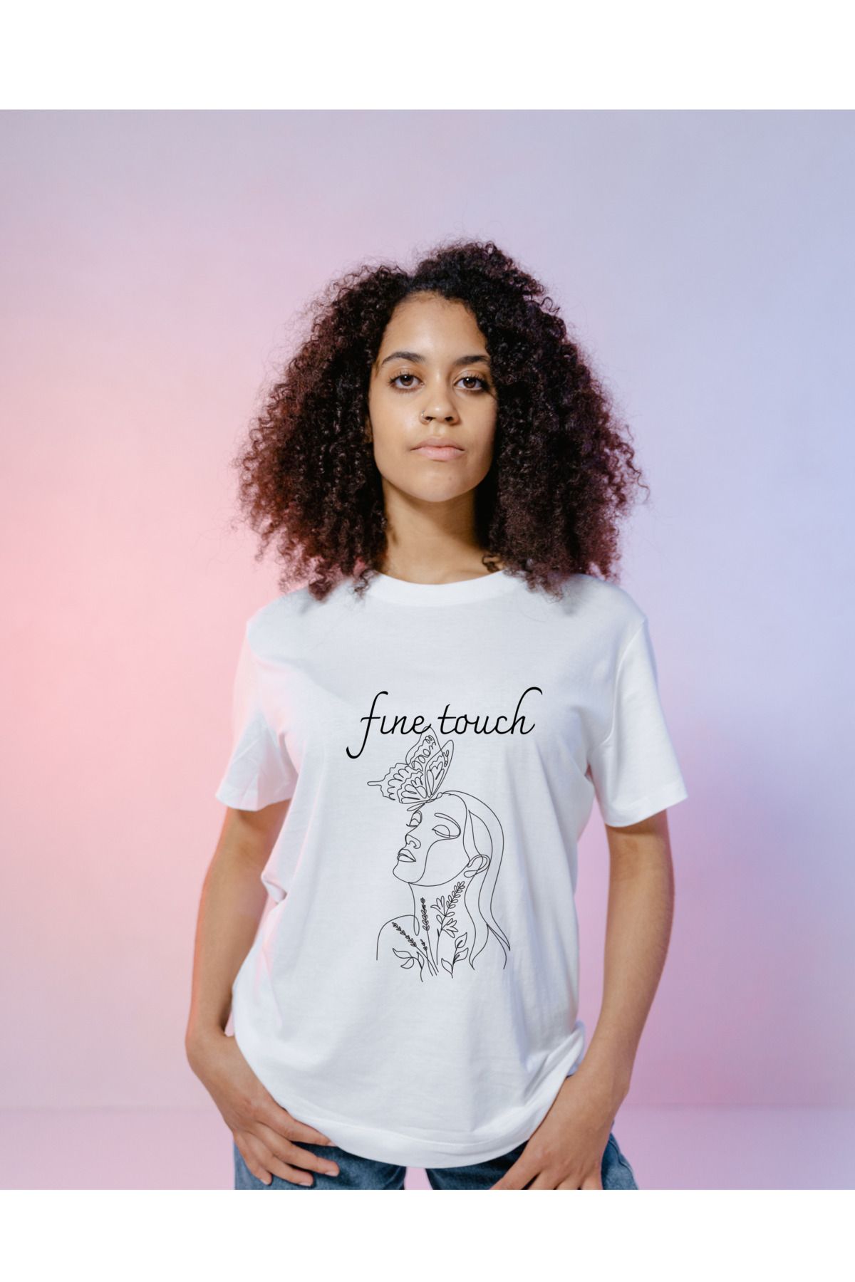 Fine Touch Kısa Kollu Comfort Basic Cilt Dostu, Nefes Alabilir , Baskılı Tişört %100pamuk
