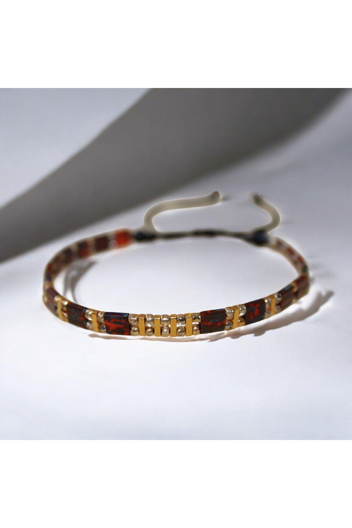 DEHNA-Elegant and Colorful Bracelets Series with Tila Beads - Patterned Red Model 2