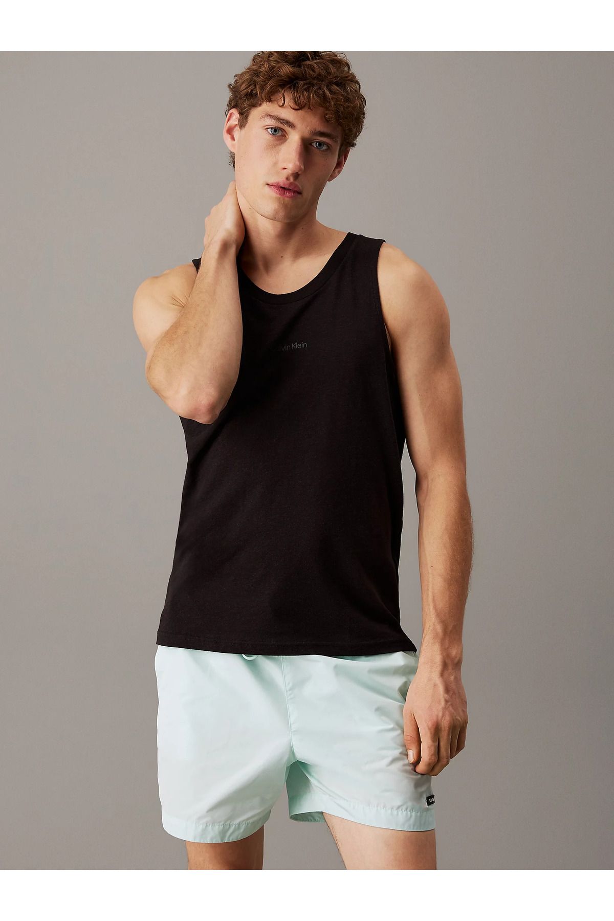 Calvin Klein Erkek Kolsuz Dar Yuvarlak Yaka Pamuklu Siyah Atlet KM0KM01139-BEH