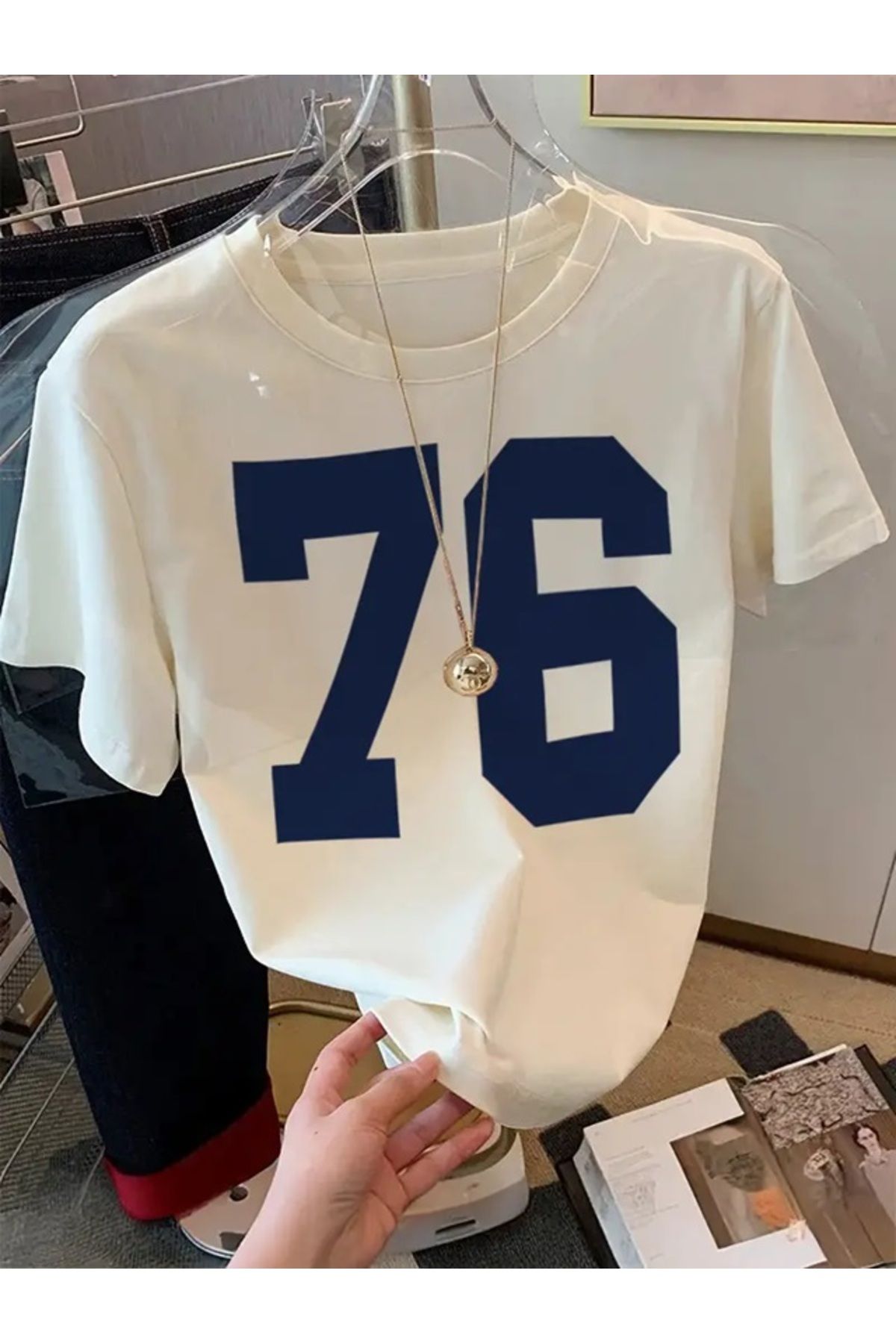 Touz Moda 76 Baskılı Unisex Oversize T-shirt