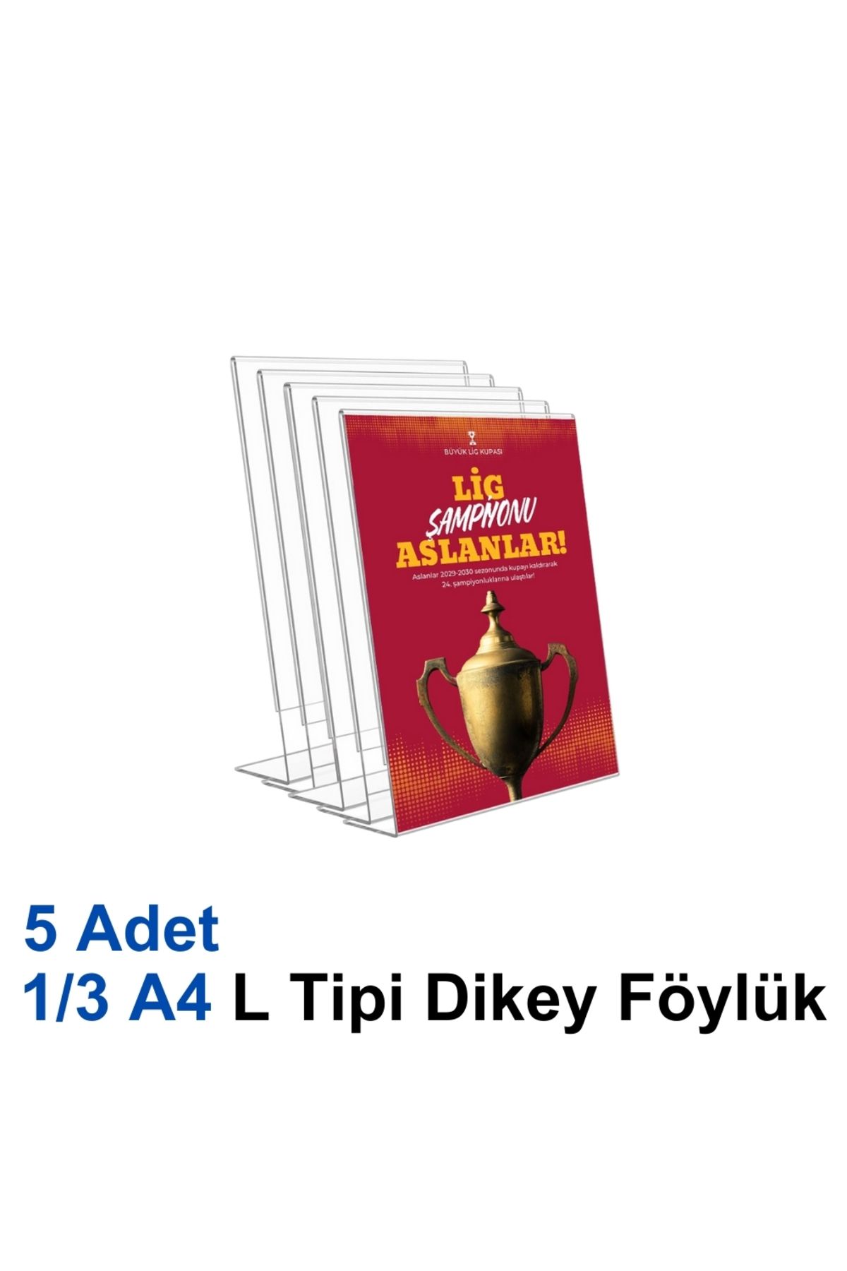 Karlobi 1/3 A4 L Tipi Dikey Föylük - 5 Adet | Şeffaf Föylük | - | Pleksi Dosya |