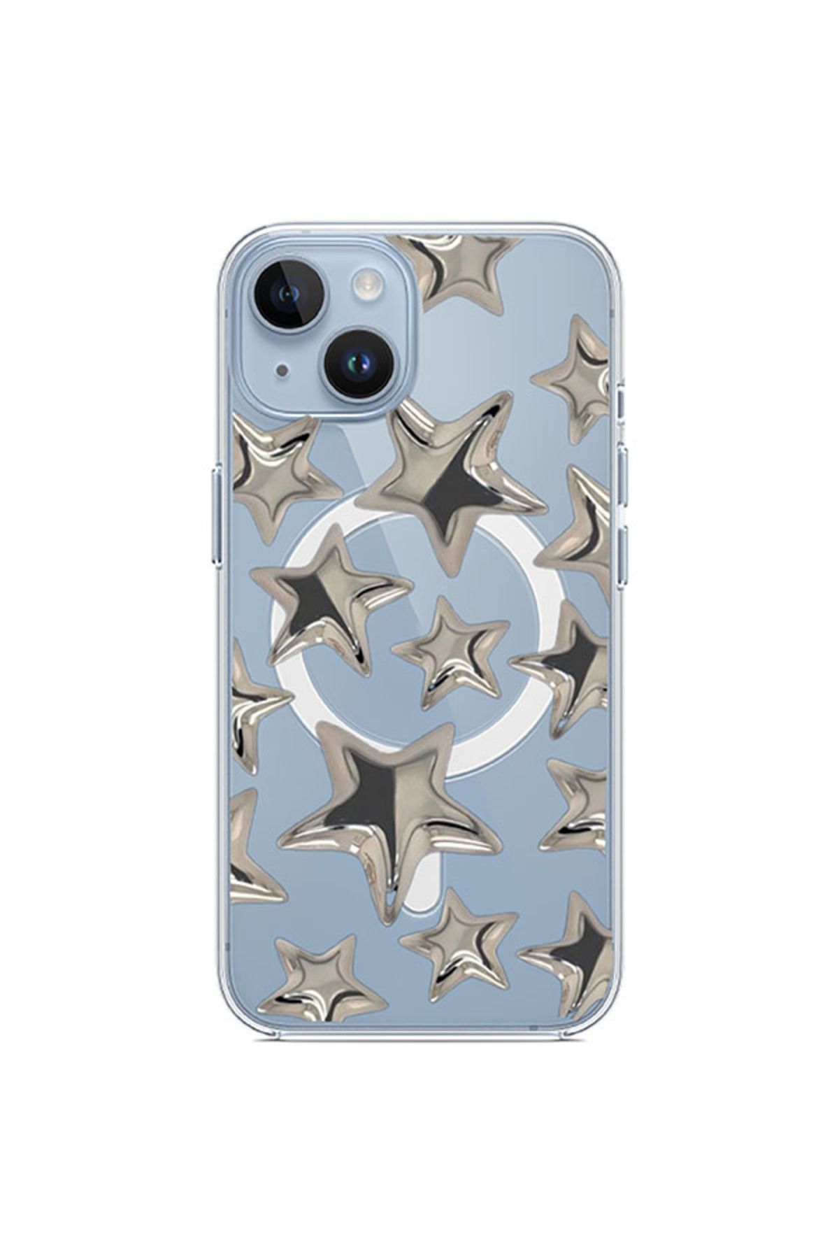 NAZLI HEDİYE IPHONE 13/14 UYUMLU YILDIZ DESENLİ MAG SAFE KILIF