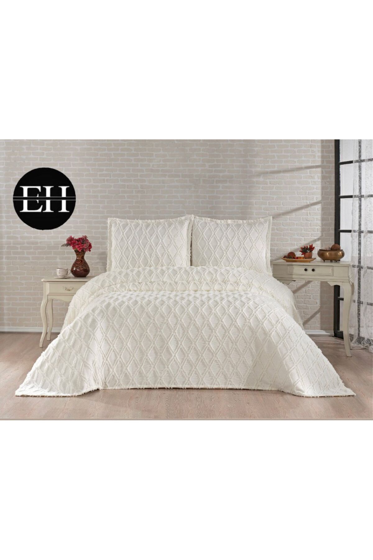 Elvira Home Collection Eh Çİft Kişilik 3 Parça İskandinav Yatak Örtüsü Seti-Yatak Örtüsü Takımı-Pike Takımı Günlük Çeyizlik