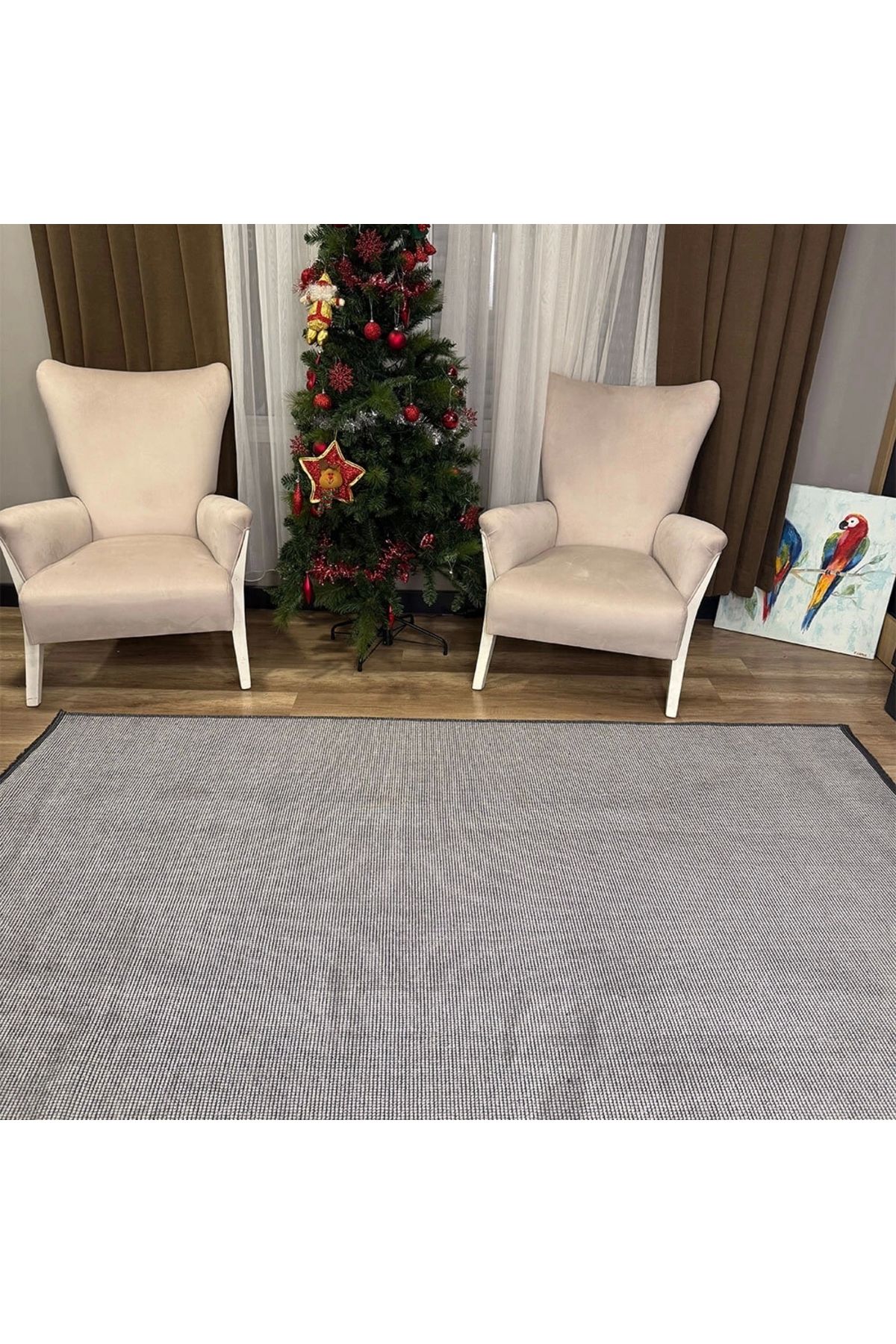 Hoomrugs Luxess Kilim Grey Hav Toz Vermez Kaymaz Kolay Kullanımlı Yıkanabilir Düz Renk Kilim