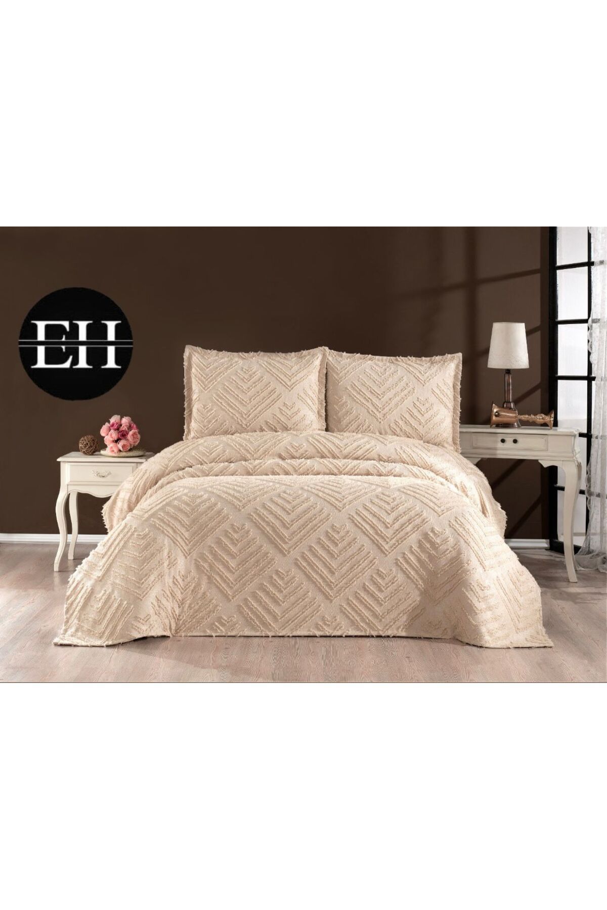 Elvira Home Collection Eh Çİft Kişilik 3 Parça İskandinav Yatak Örtüsü Seti-Yatak Örtüsü Takımı-Pike Takımı Günlük Çeyizlik
