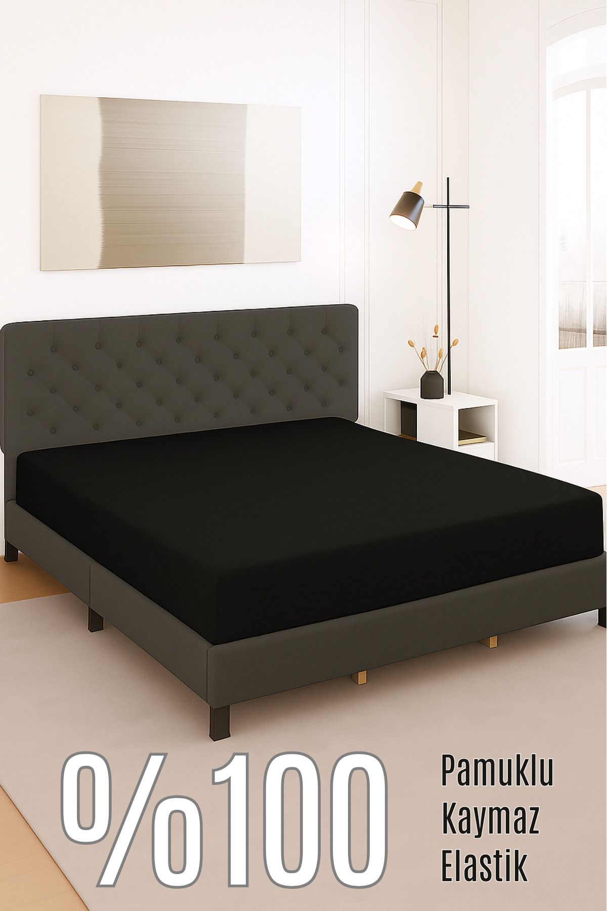 HERAKLEIA HOME TEXTILE Jersey %100 Pamuk - Siyah Lastikli Çarşaf | Kaymaz,terletmez,yumuşak Dokulu Penye Tek/çift Kişilik