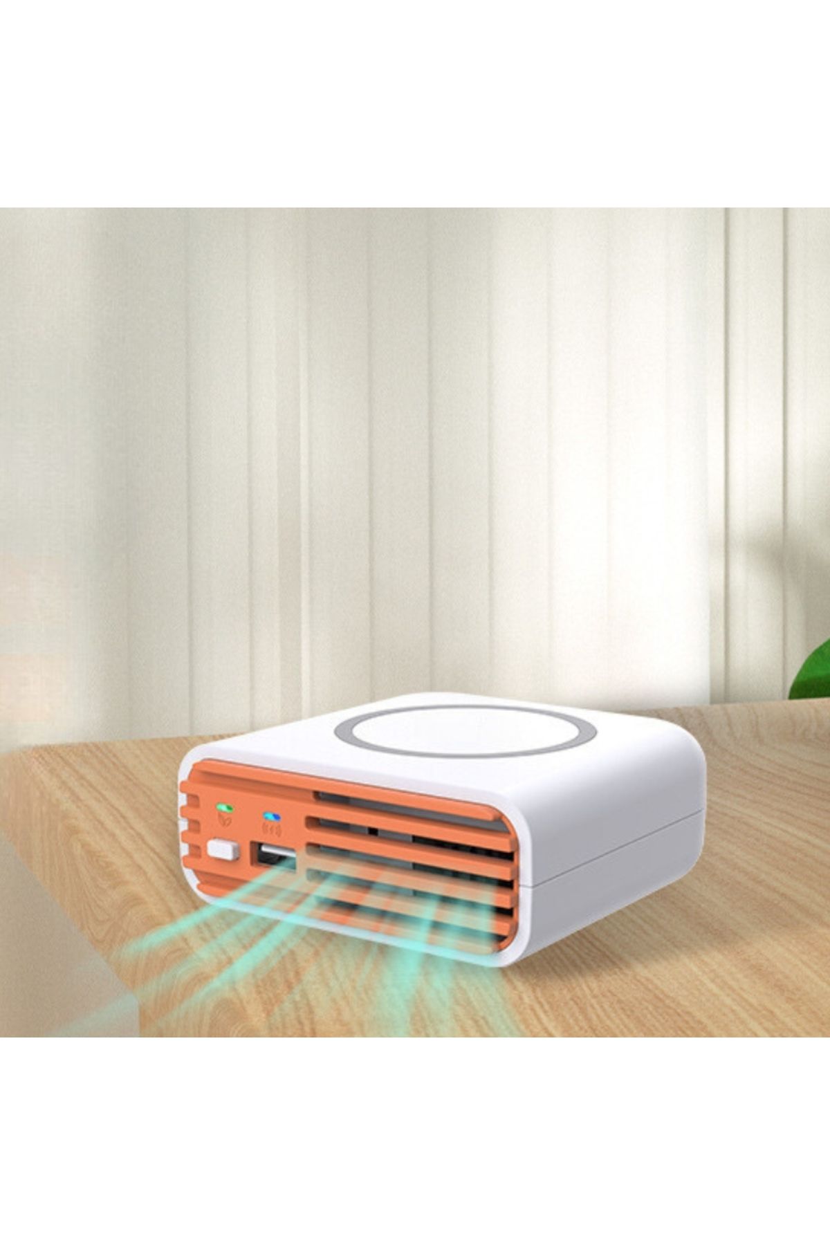 OEM-Purificator de aer wireless 3 in 1, orange, din abs, 10 x 10 x 4 cm, incarcare wireless si prin USB 5