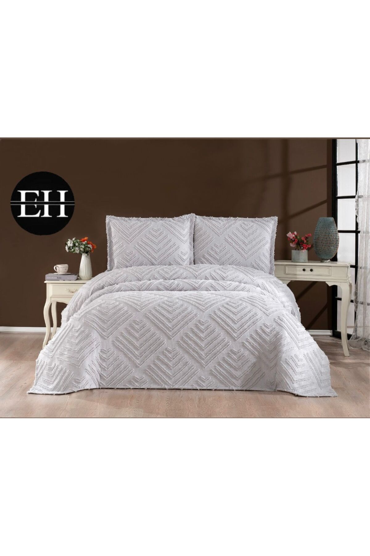 Elvira Home Collection Eh Çİft Kişilik 3 Parça İskandinav Yatak Örtüsü Seti-Yatak Örtüsü Takımı-Pike Takımı Günlük Çeyizlik