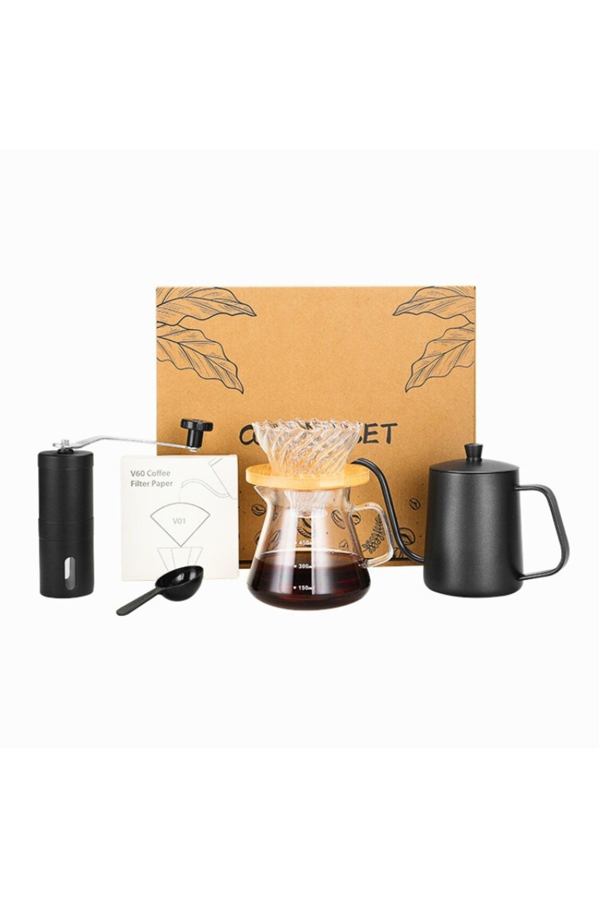 OEM Set Magia Cafelei, Ibric, Suport De Cafea, Rasnita Manuala, Lingurita Dozatoare - One Size