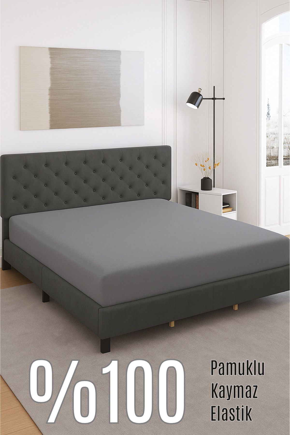 HERAKLEIA HOME TEXTILE Jersey %100 Pamuk - Gri Lastikli Çarşaf | Kaymaz,terletmez,yumuşak Dokulu Penye Tek/çift Kişilik