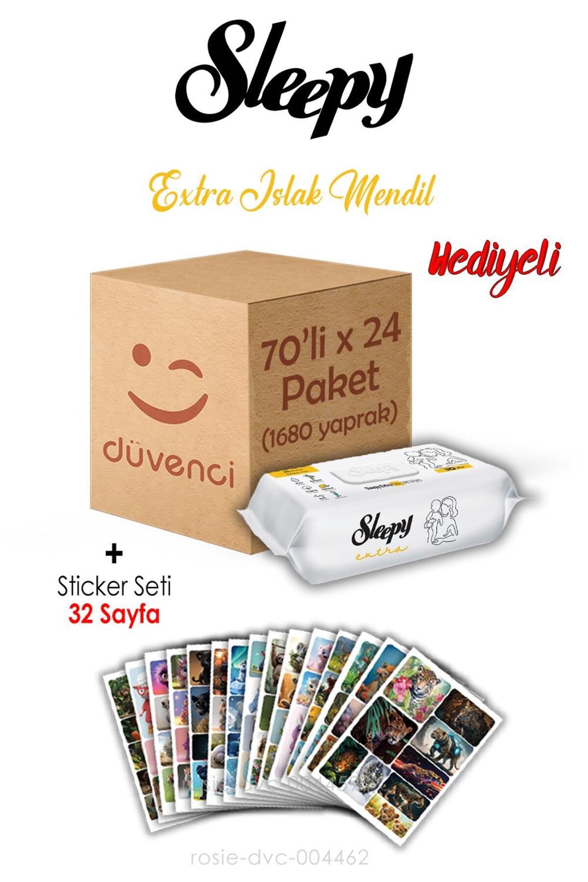 Sleepy Extra Islak Havlu 70x24 (1680 yaprak) ve Sticker Seti 32 Sayfa