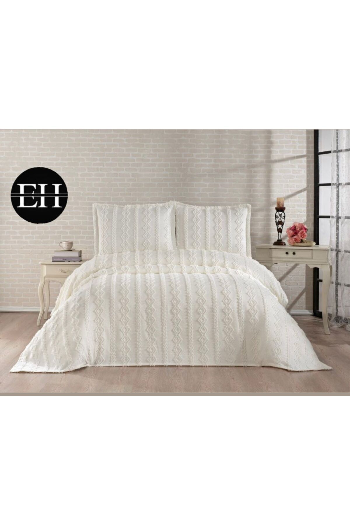 Elvira Home Collection Eh Çİft Kişilik 3 Parça İskandinav Yatak Örtüsü Seti-Yatak Örtüsü Takımı-Pike Takımı Günlük Çeyizlik