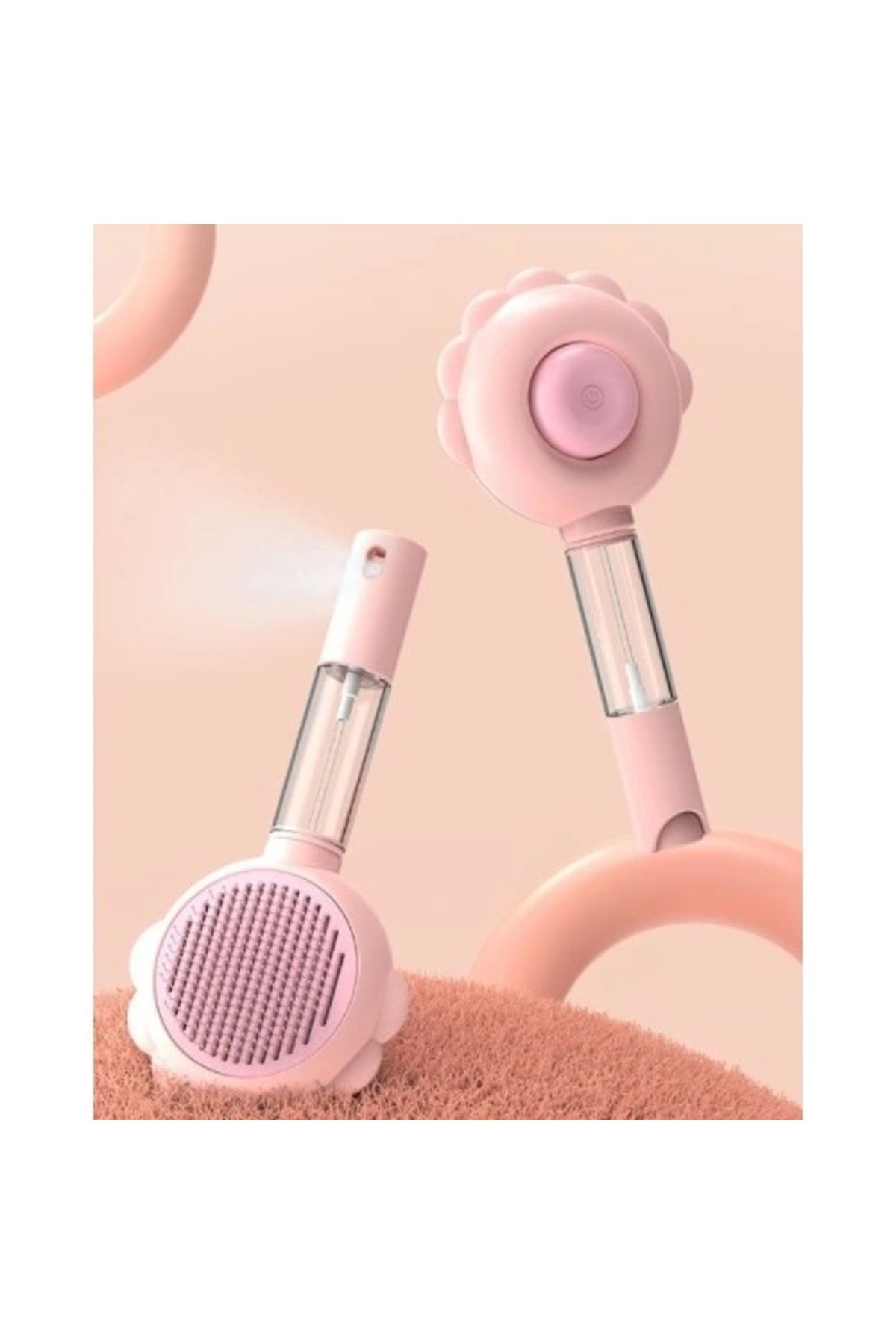 ShopNova Basmalı Telli Su Sprey Hazneli Hayvan Fırçası Çift 2in 1