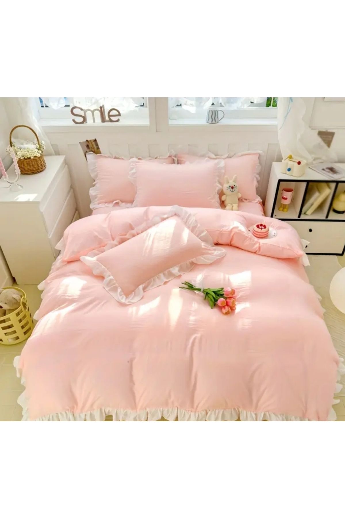 Arya Tekstil ÇİFT KİŞİLİK NEVRESİM TAKIMI PEMBE