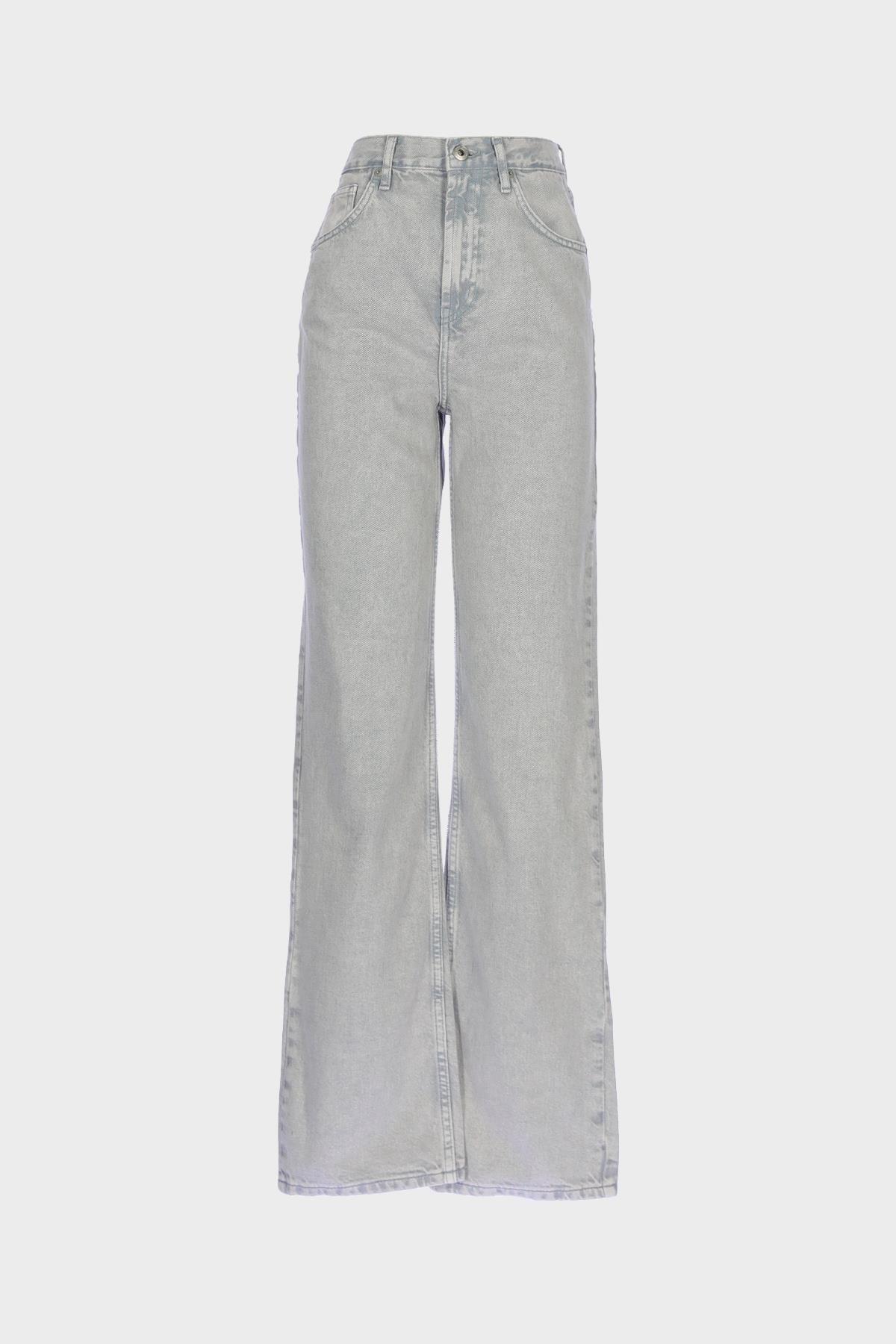CROSS JEANS Diana Gri Yüksek Bel Patı Fermuarlı Dad Straight Jean Pantolon C 4517-068