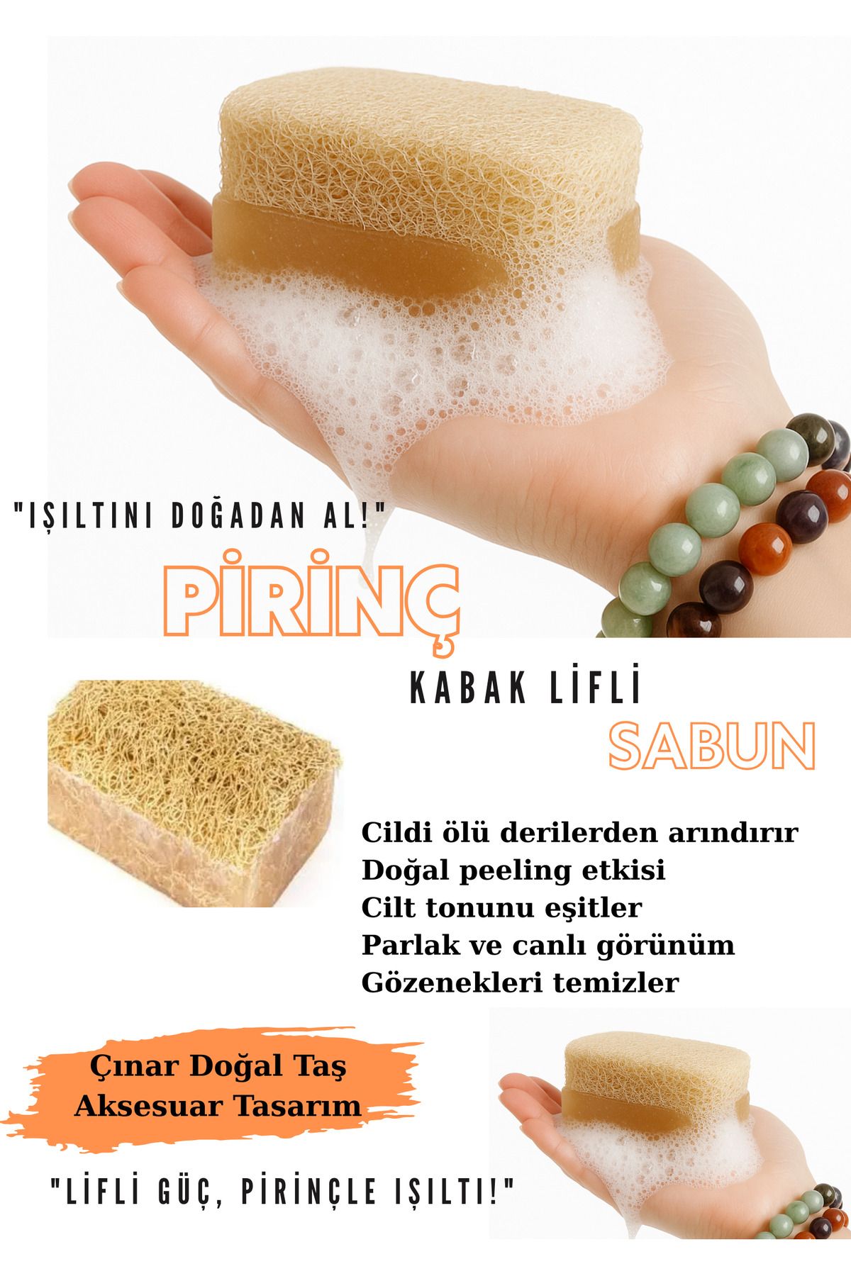 Doğal Tasarım Pirinç Özlü Kabak Lifli Sabun