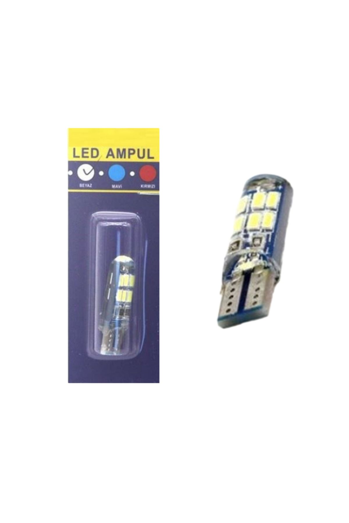 Moto Eczane Park Ampulü Dipsiz 15 Led Fiber Silikon T10 12V 5W Beyaz