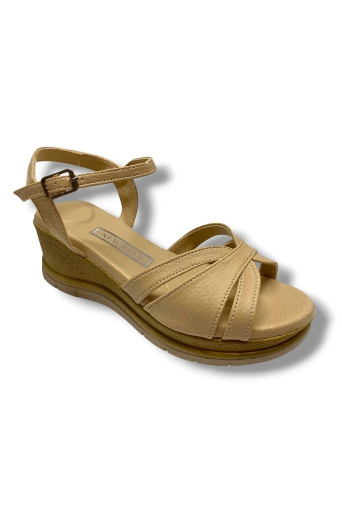 C shoes C-Shoes KA02-25 Deri Anatomik Yanları Açık Dolgu Topuk Kadın Sandalet