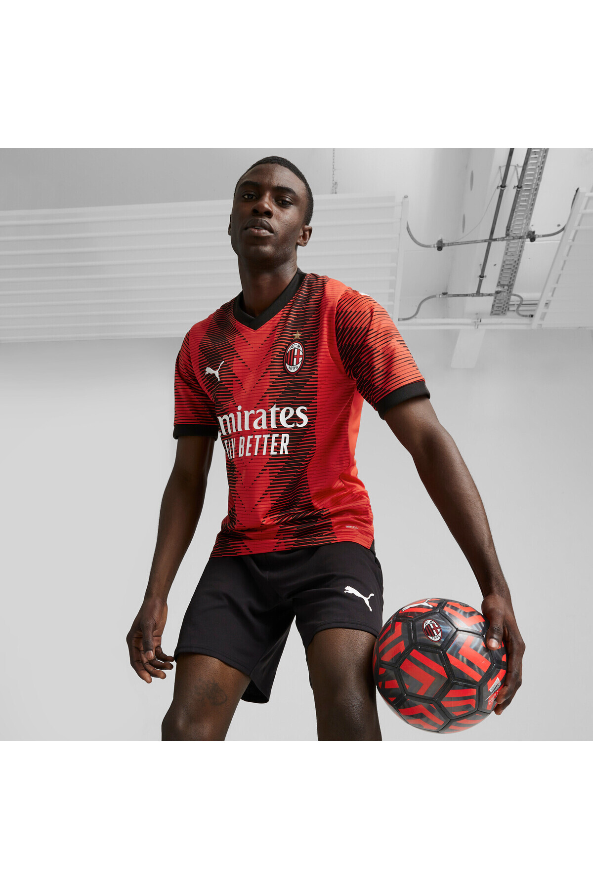 Puma-Mens Ac Milan 23/24 Home Football Jersey Top - Red 1