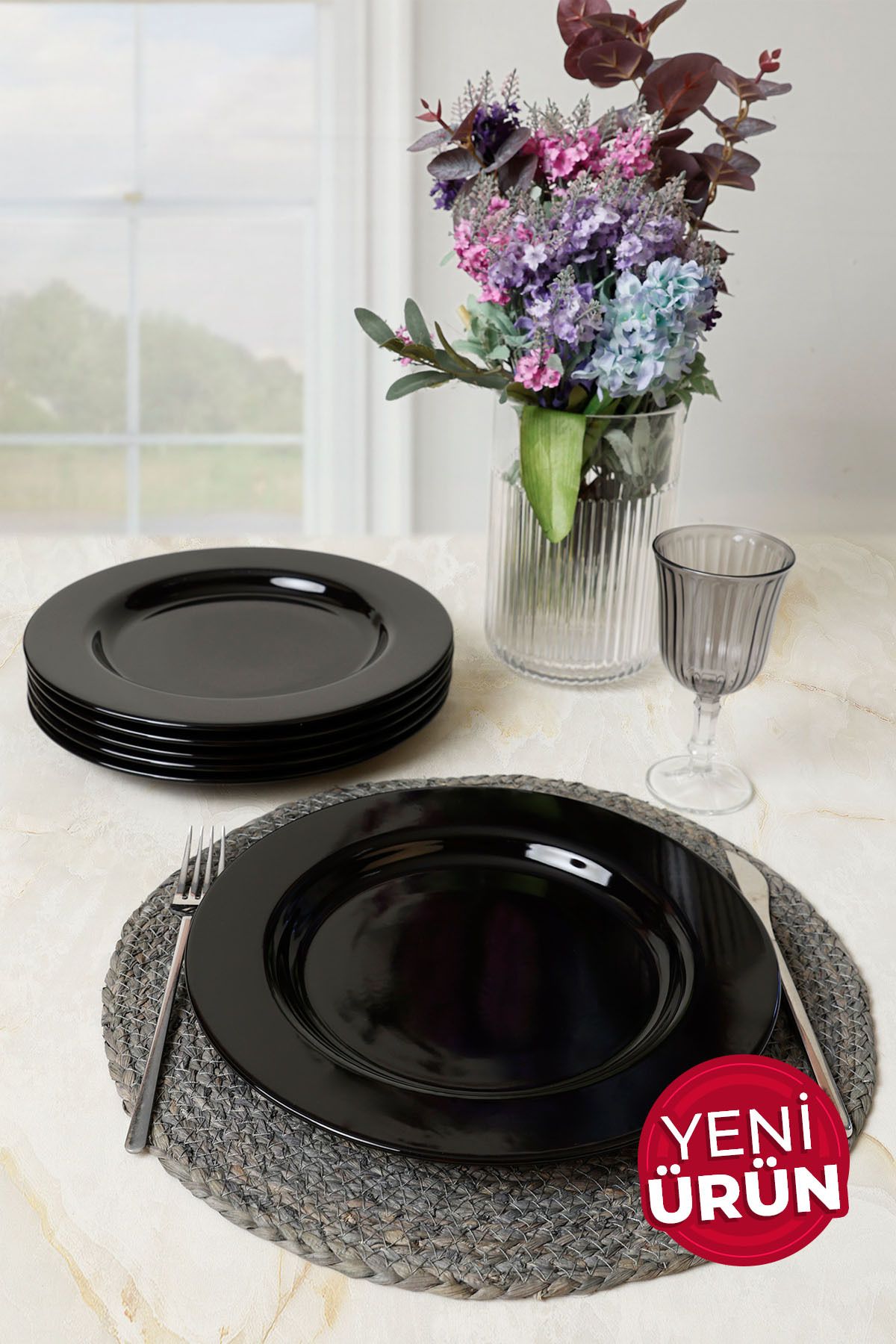 Keramika Siyah Servis Tabağı 28 Cm 6 Adet 650