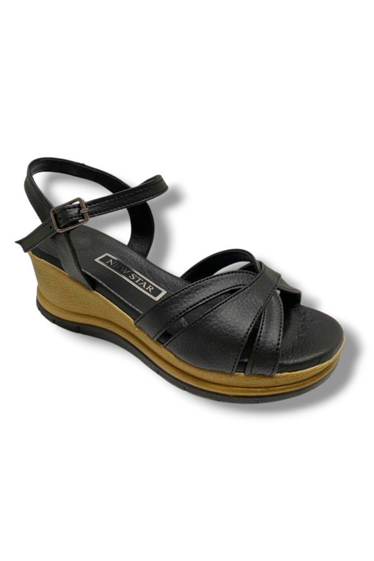 C shoes C-Shoes KA02-25 Deri Anatomik Yanları Açık Dolgu Topuk Kadın Sandalet