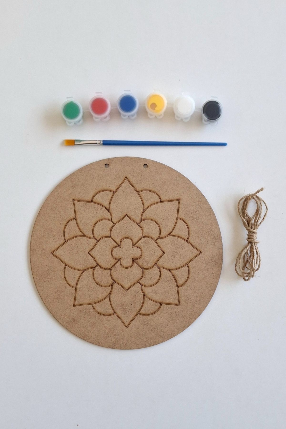 ERDİZDEN Özgün Tasarımlar İçin Mandala Ana Ham MDF Dekoratif Set - Fırça ve Akrilik Boya Hediye