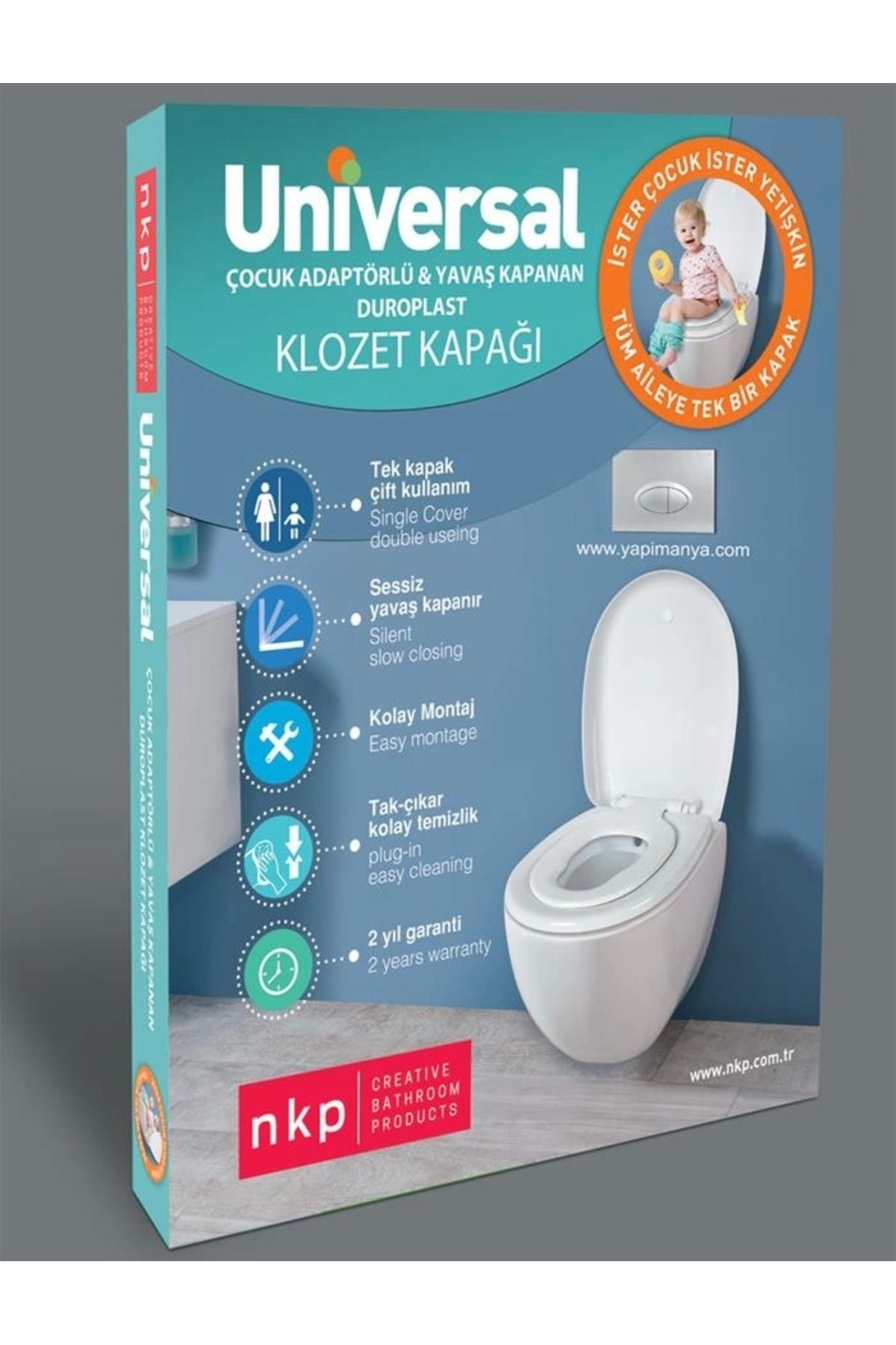 ShopNova NKP Üniversal Çocuk Adaptörlü Yavaş Kapanır Klozet Kapağı