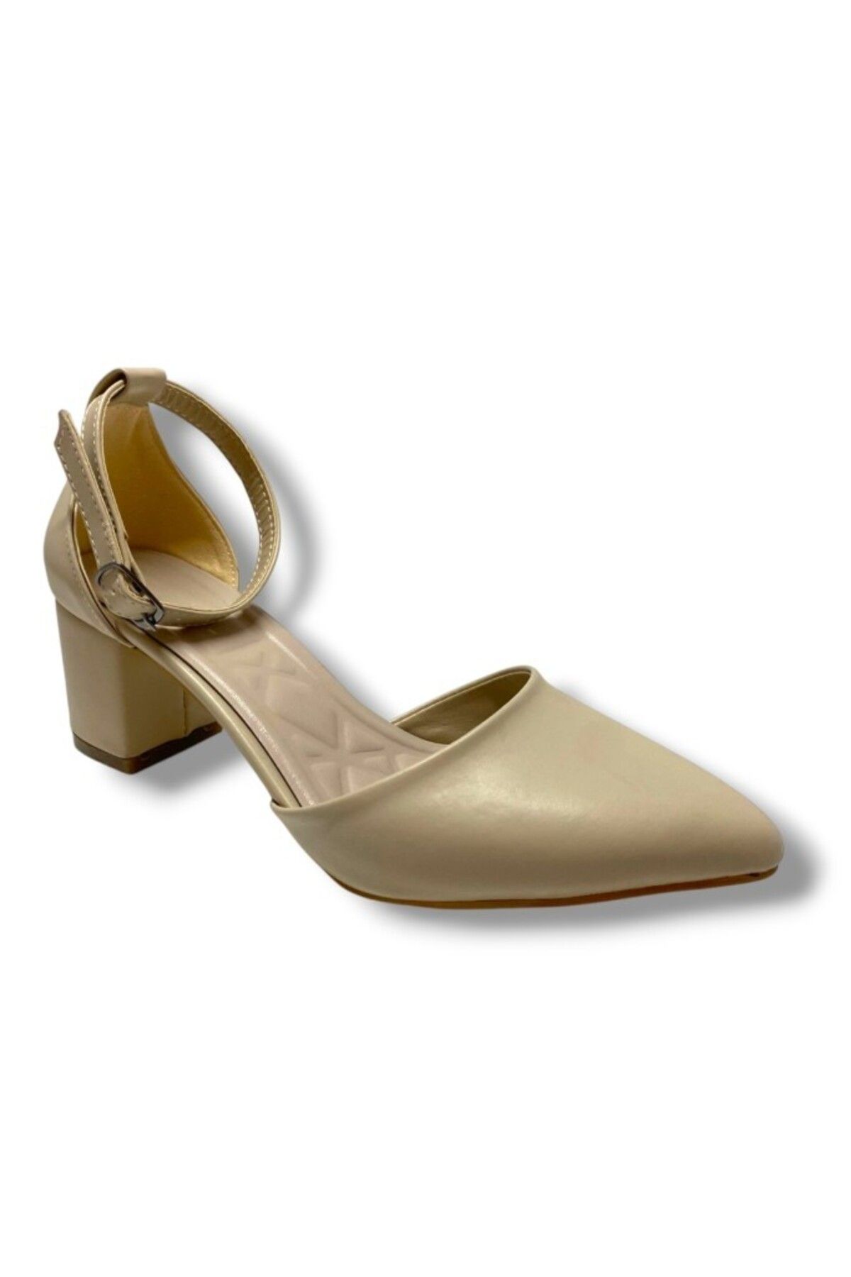 C shoes C-Shoes 104-25 Deri Yanları Açık Kalın Topuk Kadın Ayakkab
