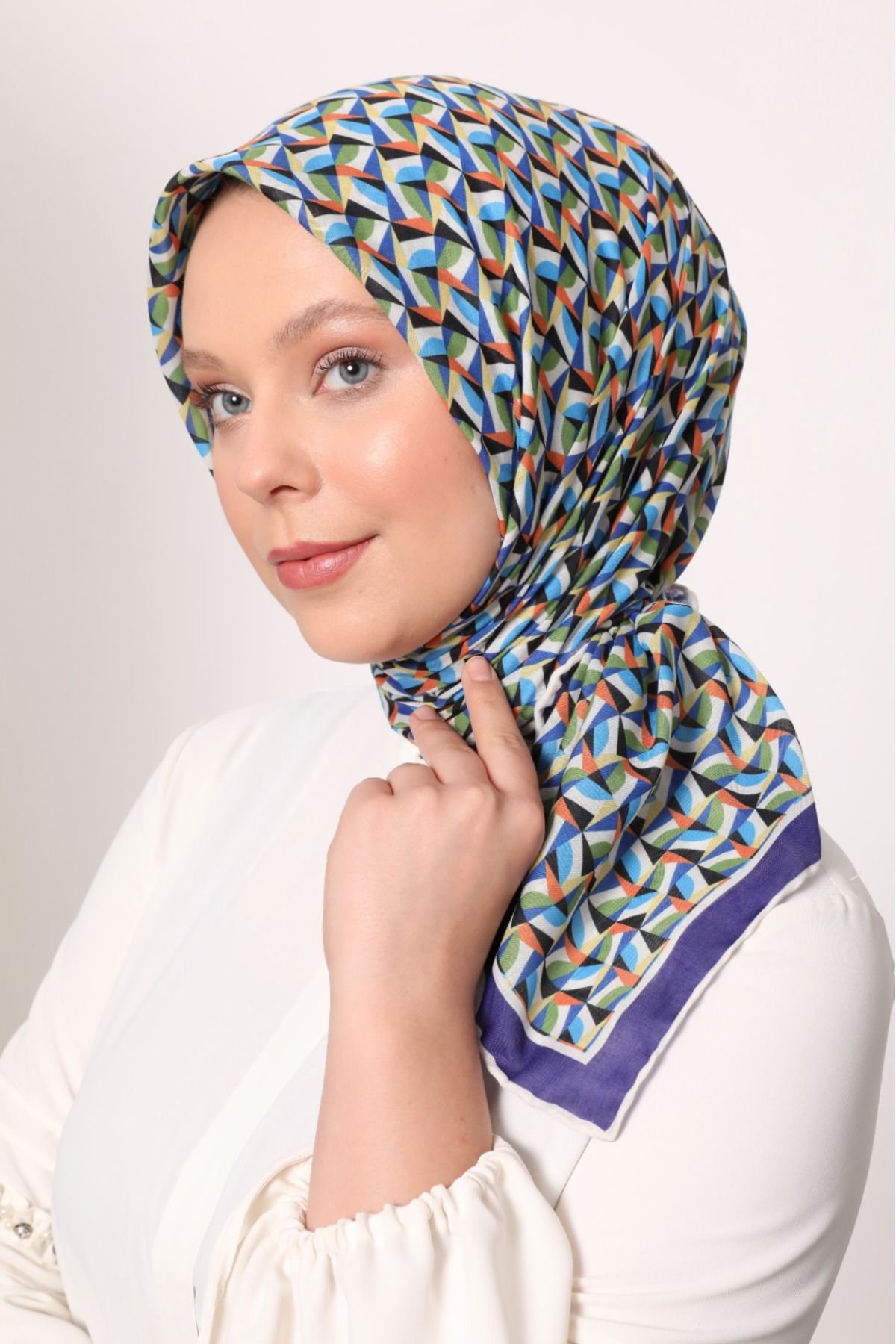 Levidor Geometrik Desen Hafif Cotton Pamuk Eşarp
