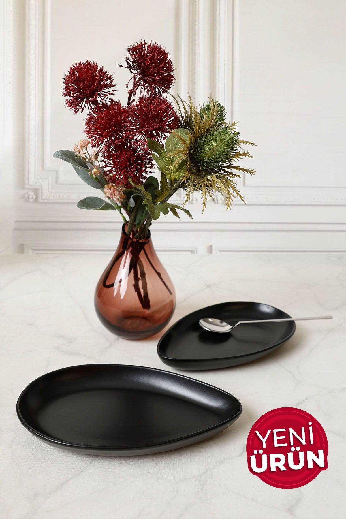 Keramika Mat Siyah Serenity Kayık Tabak 24 Cm 2 Adet 956