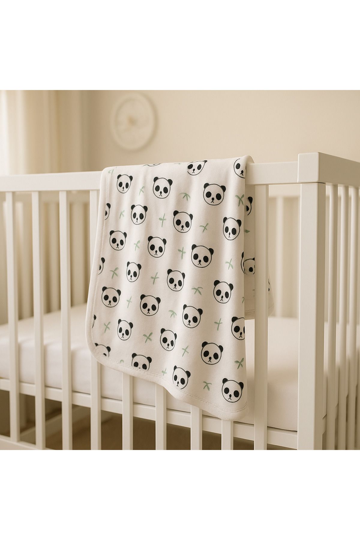 HEPSİ BEBEK Çift Katlı %100 Organik Pamuk Yazlık Mevsimlik Bebek Battaniyesi – Panda Desenli