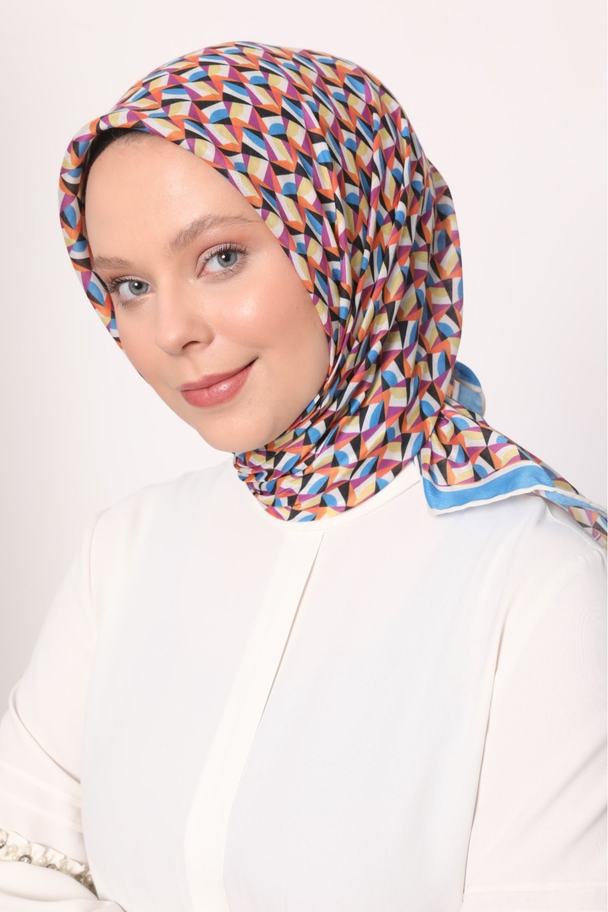 Levidor Geometrik Desen Hafif Cotton Pamuk Eşarp