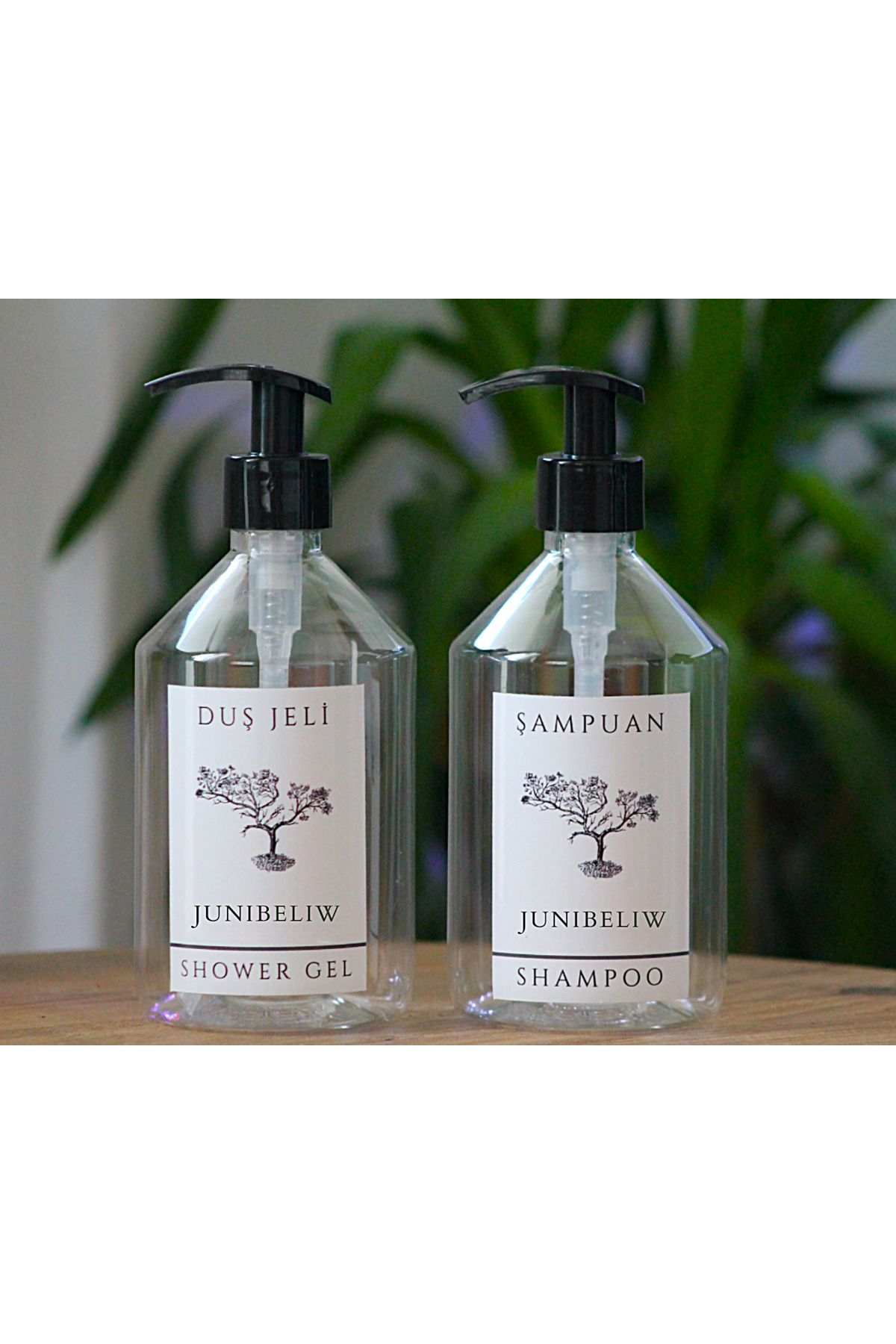 junibeliw 2li Set Şeffaf Plastik Şişe BOŞ Duj Jeli Şampuan Şişesi 2x500ml