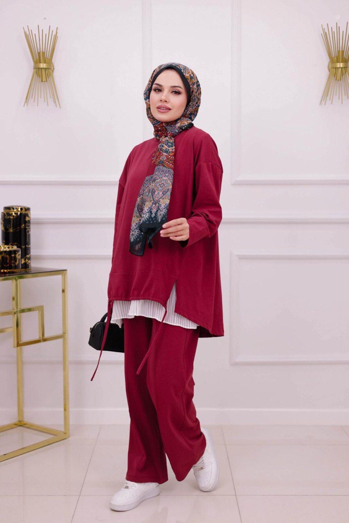 Enans Design Kadın Tesettür 2'Li Penye Takım Tunik & Pantolon