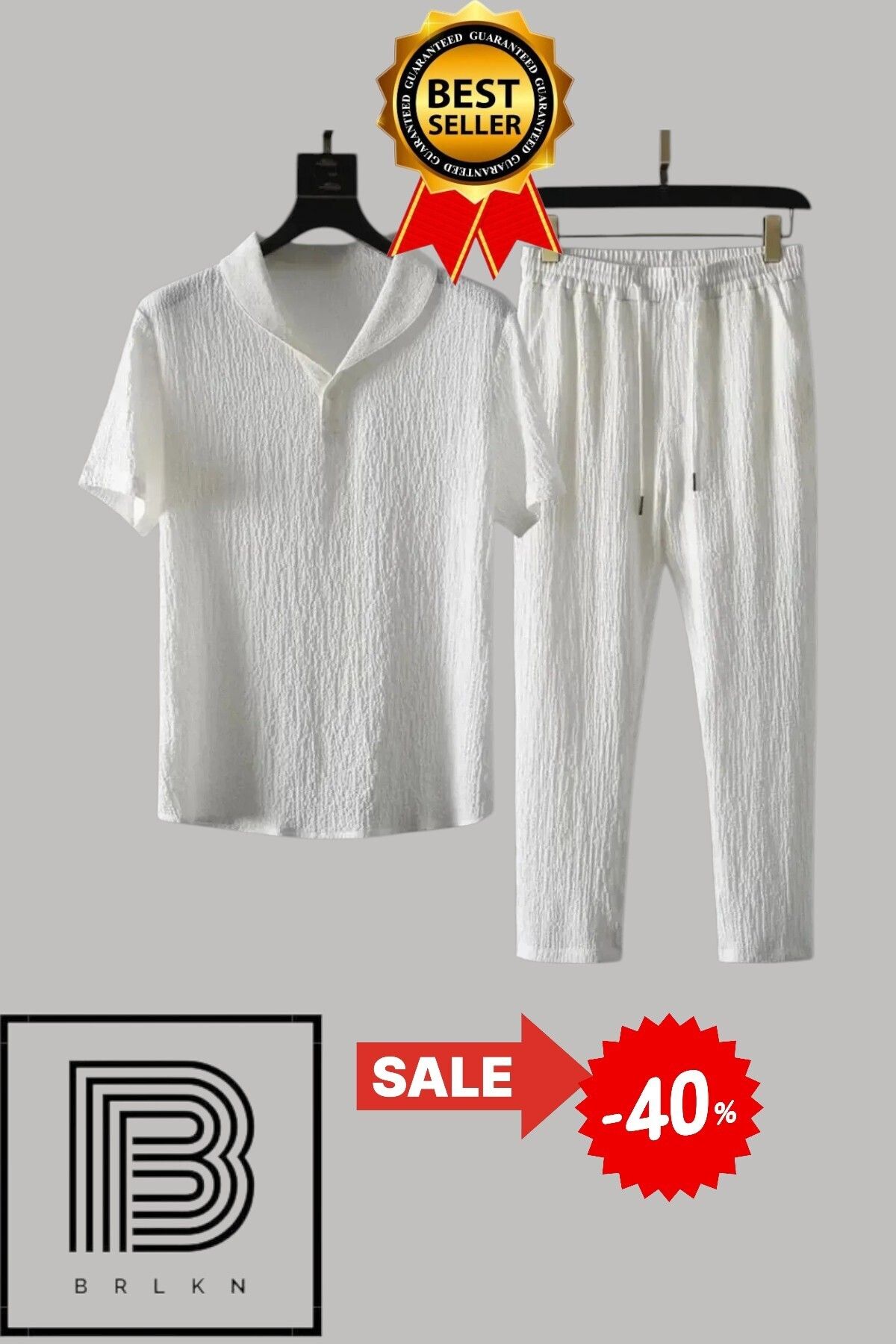 BRLKN Boyfriend Fit Gofre Kumaş Alaçatı Unisex Bürümcük Tişört Eşofman Takım